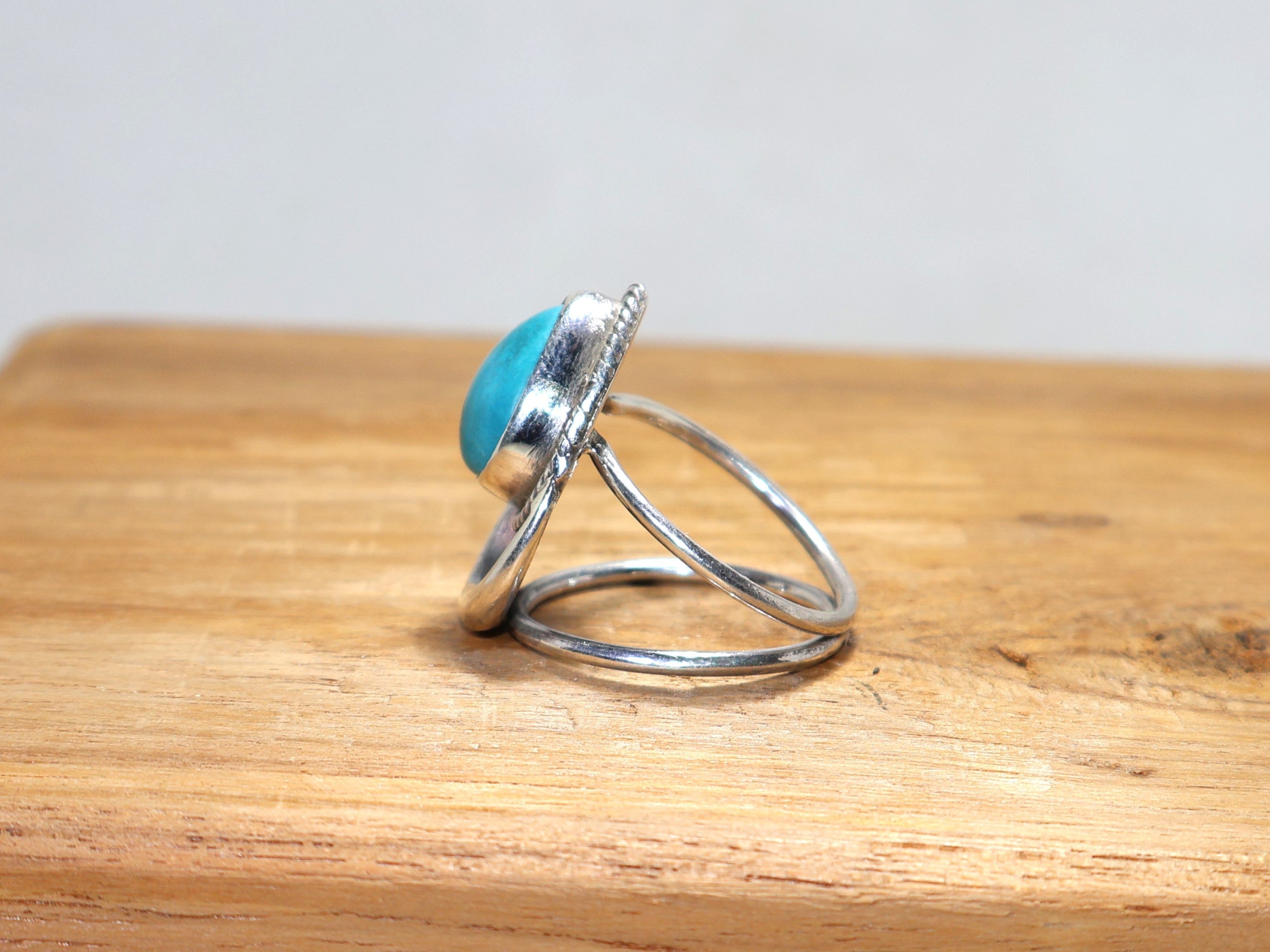 Türkis-Tropfenring, Birnenform, grüner Edelsteinring, 925 Sterling Silber Ring, Boho-Geschenk für Sie, handgefertigter Silberring