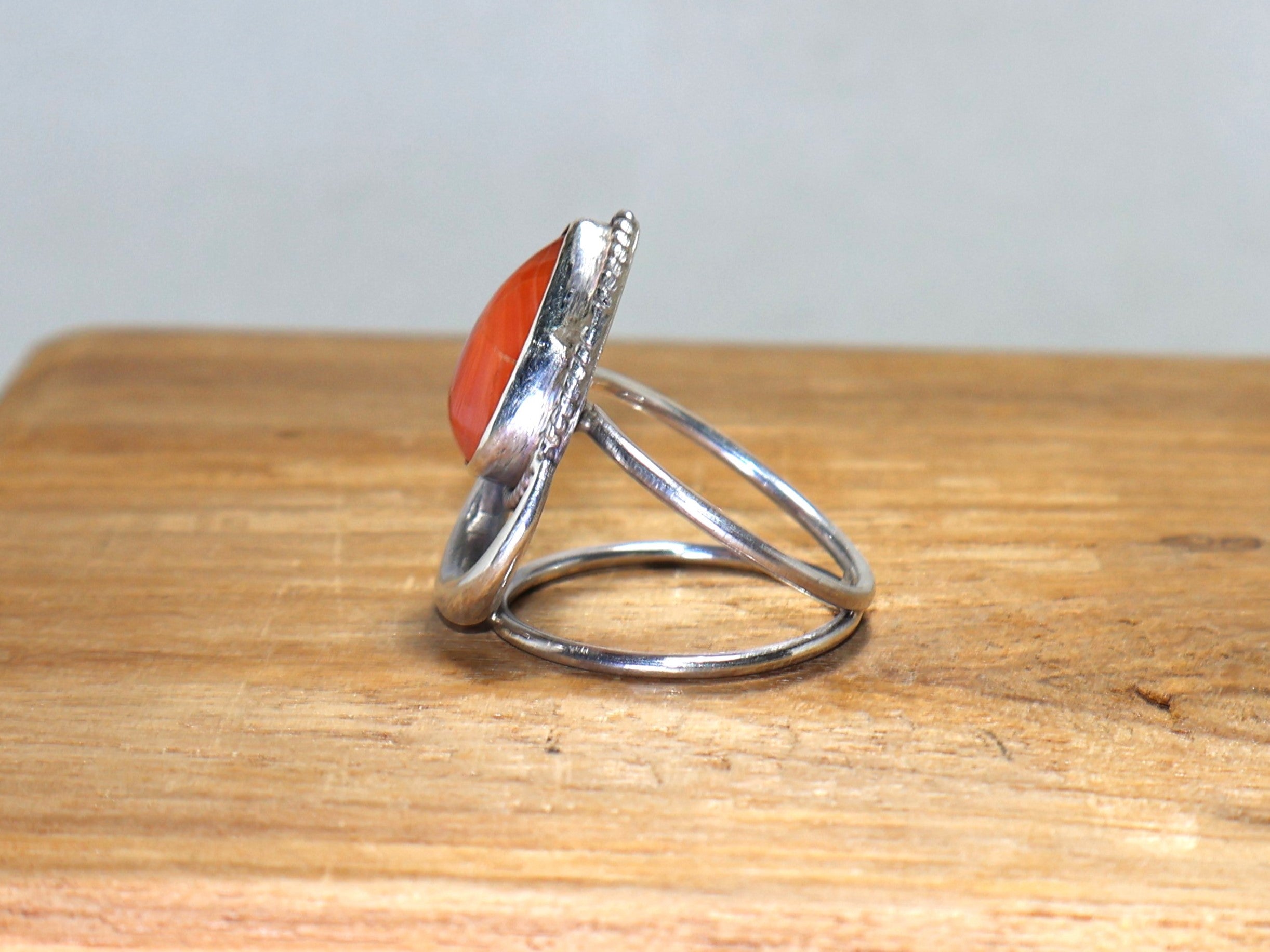 Wunderschöner Karneol Silberring 925 Sterling Silber Oranger Edelstein Massiver Silberring Tropfenform Handgemachter Einzigartiger Ring Geschenk Für Ihn Einzigartiger Damenring