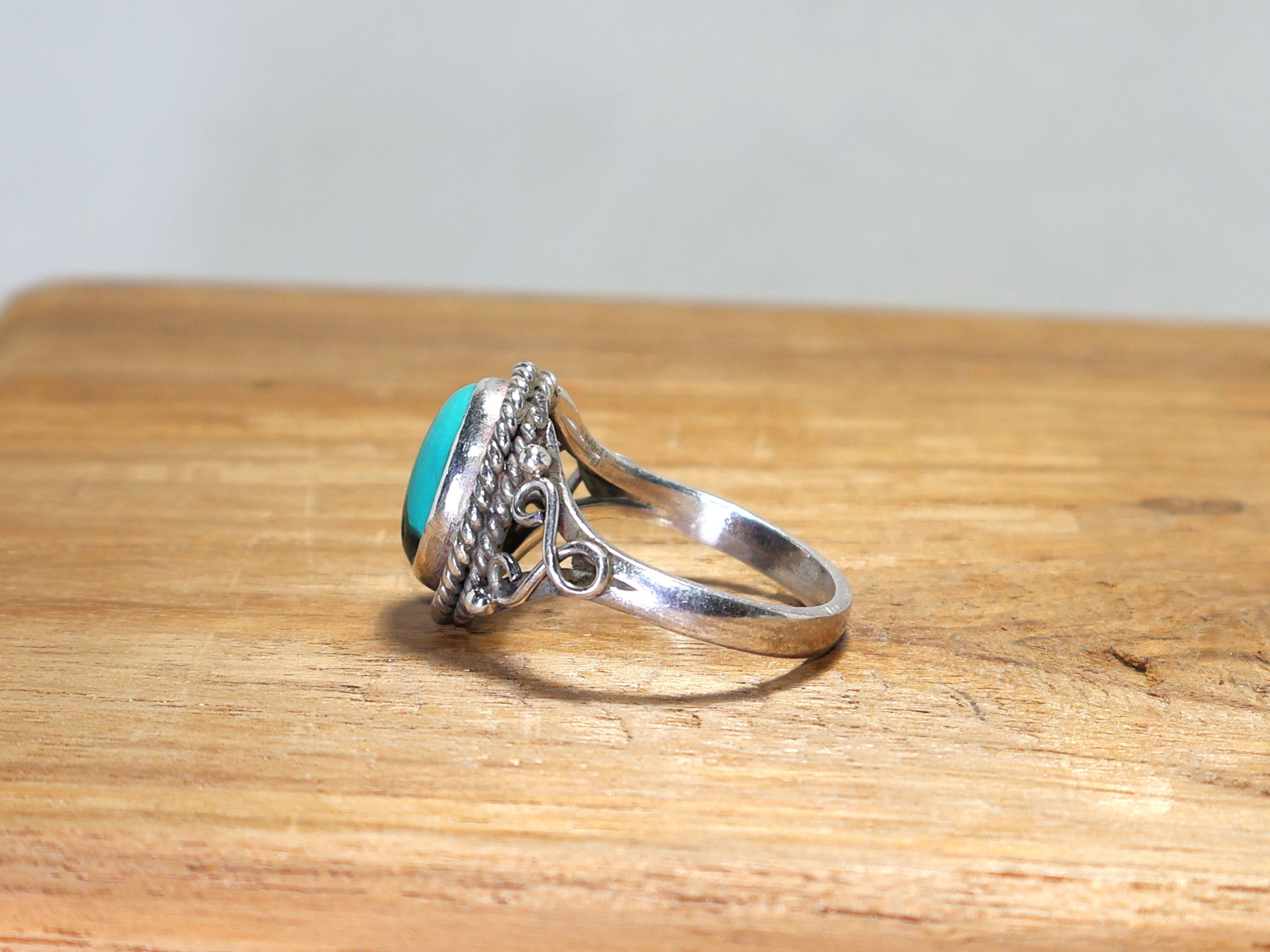 Natürlicher grüner Türkisring 925 Sterlingsilber Ring Stapelring mit Stein Edelstein Boho Ring Handgemachter einzigartiger Ring Geschenk für Sie