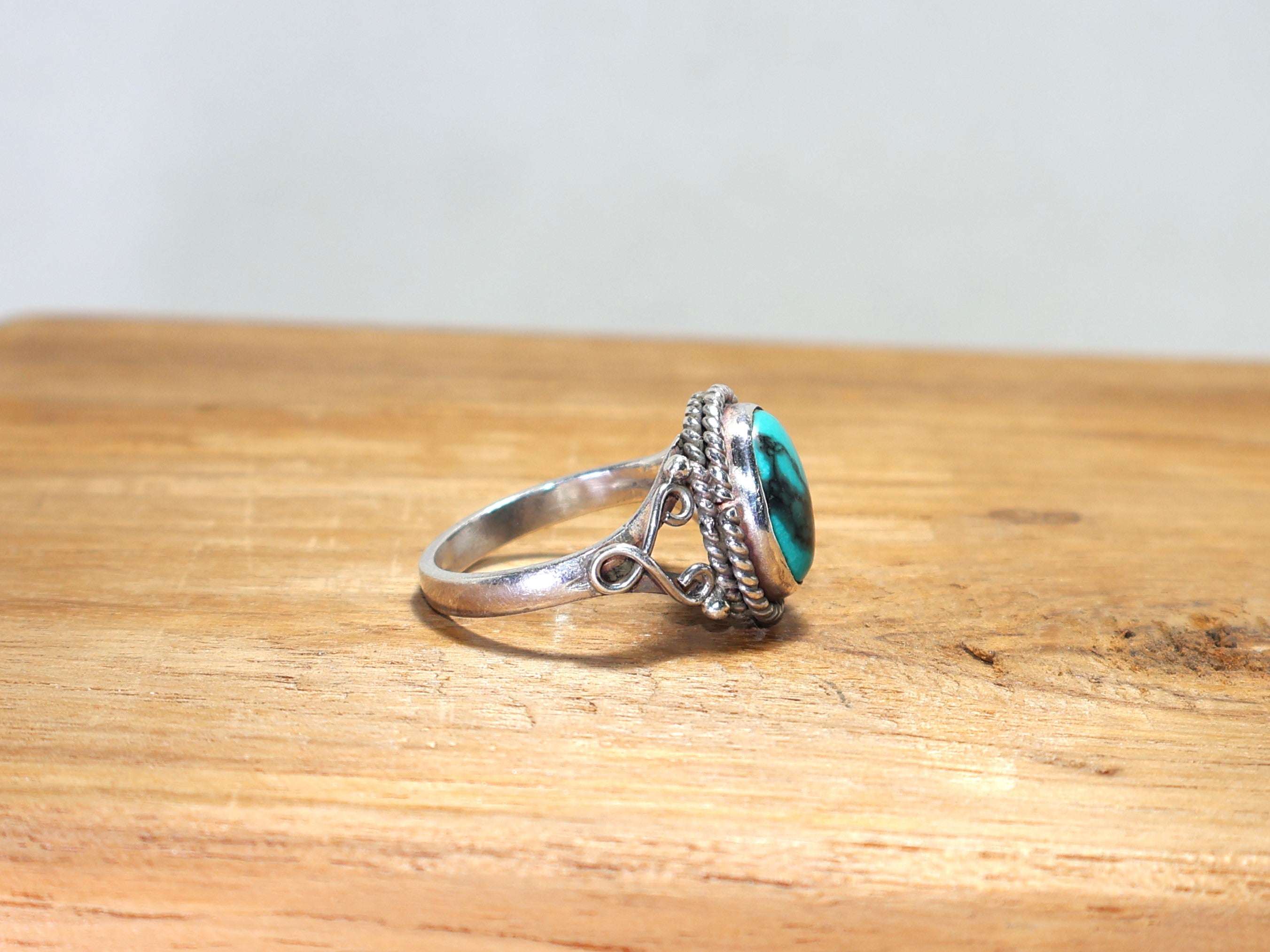 Natürlicher grüner Türkisring 925 Sterlingsilber Ring Stapelring mit Stein Edelstein Boho Ring Handgemachter einzigartiger Ring Geschenk für Sie