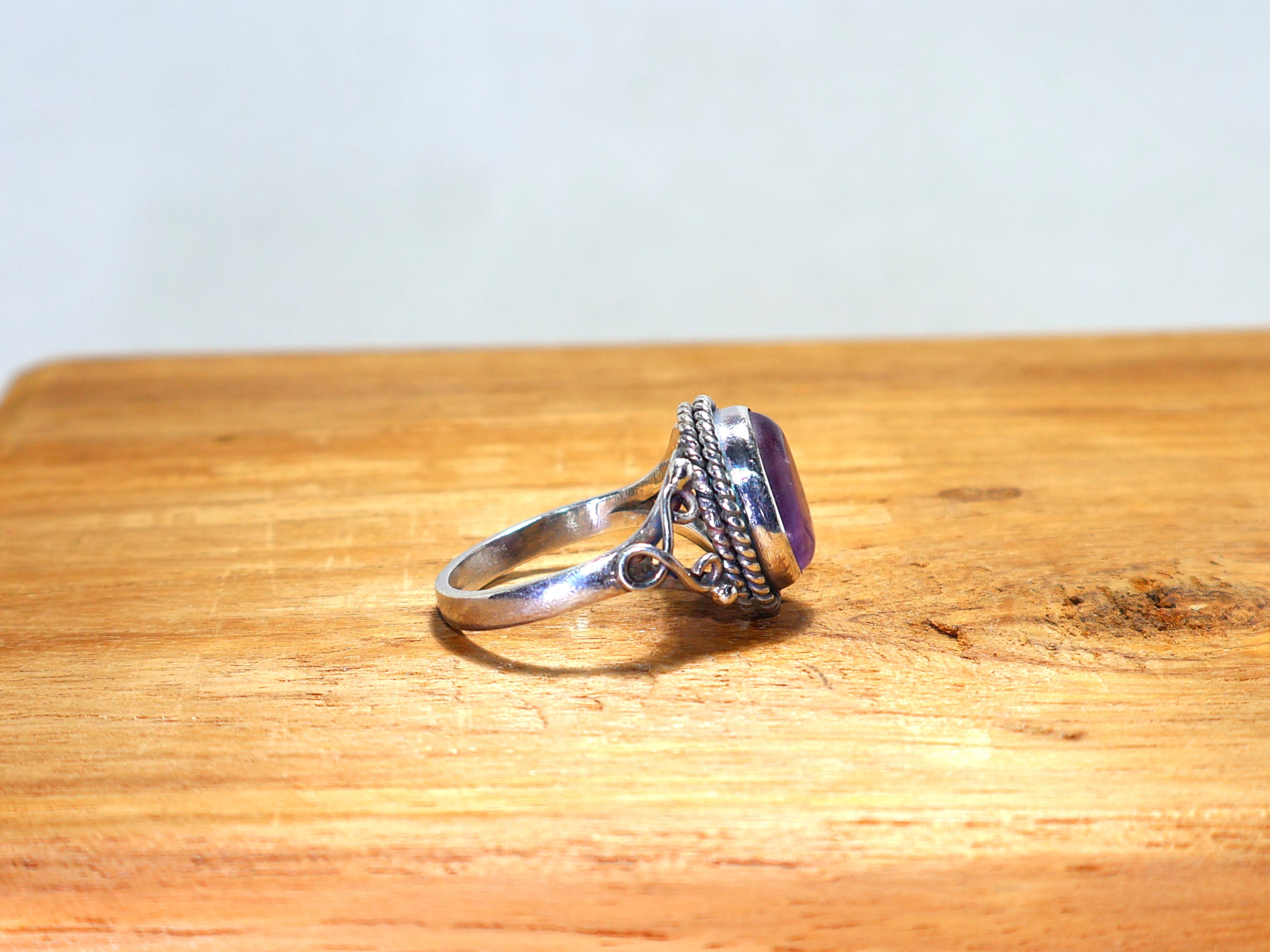 Natuurlijke Ovale Amethist Ring Paarse Edelsteen Ring Cadeau Voor Haar 925 Sterling Zilveren Ring Handgemaakte Designer Ring Verlovingsring