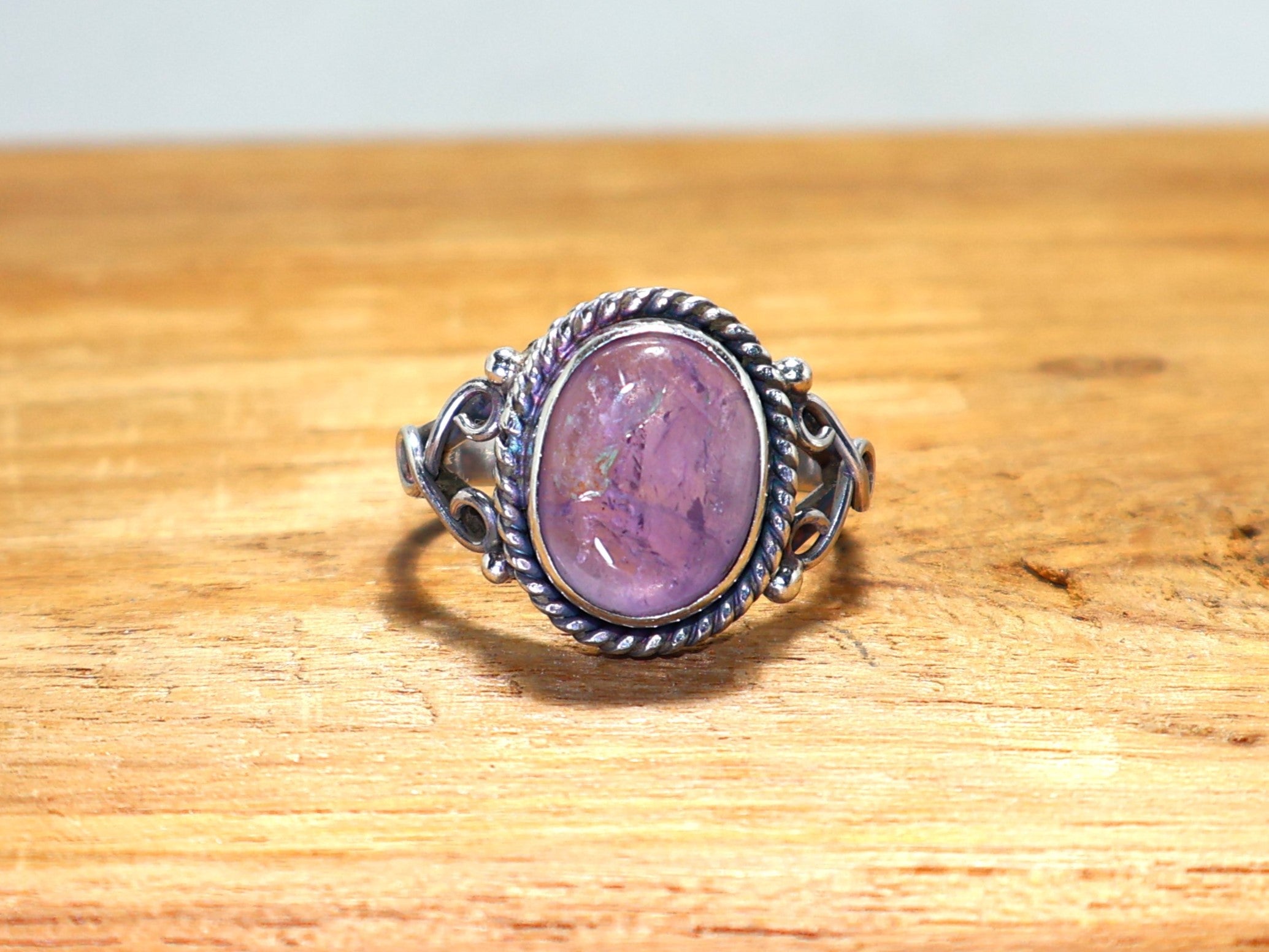 Natuurlijke Ovale Amethist Ring Paarse Edelsteen Ring Cadeau Voor Haar 925 Sterling Zilveren Ring Handgemaakte Designer Ring Verlovingsring