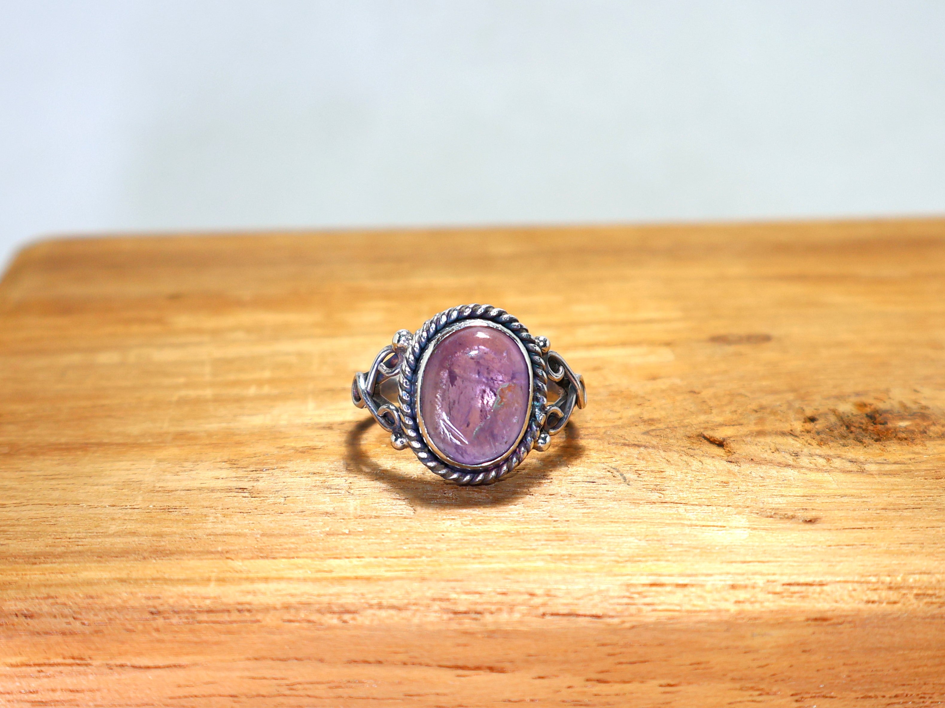 Natuurlijke Ovale Amethist Ring Paarse Edelsteen Ring Cadeau Voor Haar 925 Sterling Zilveren Ring Handgemaakte Designer Ring Verlovingsring