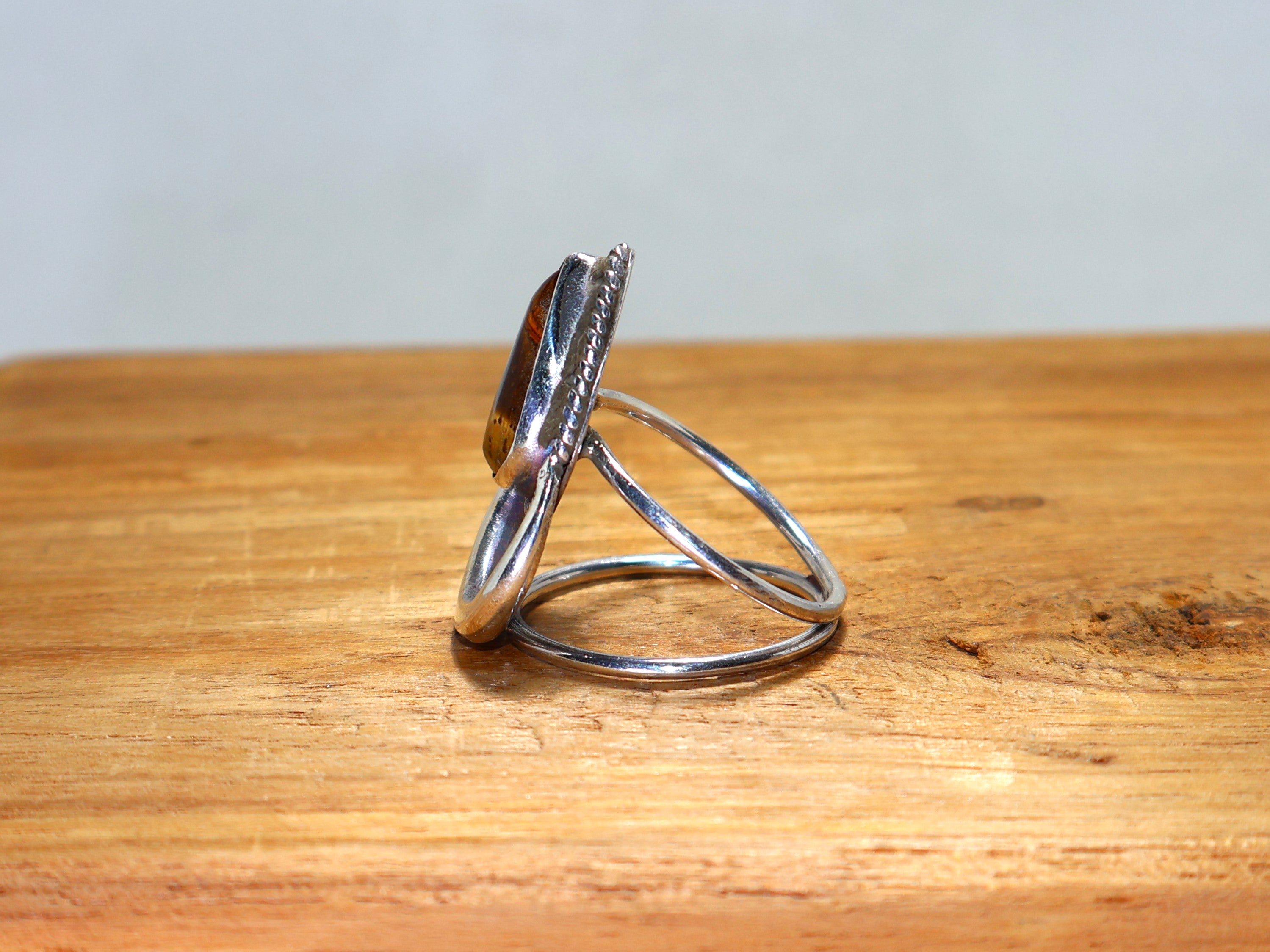 Teardrop Tigerauge Silberring Gelber Edelsteinring Handgemachter Ring 925 Sterling Silber Ring Geburtssteinring Geschenk für Ihn