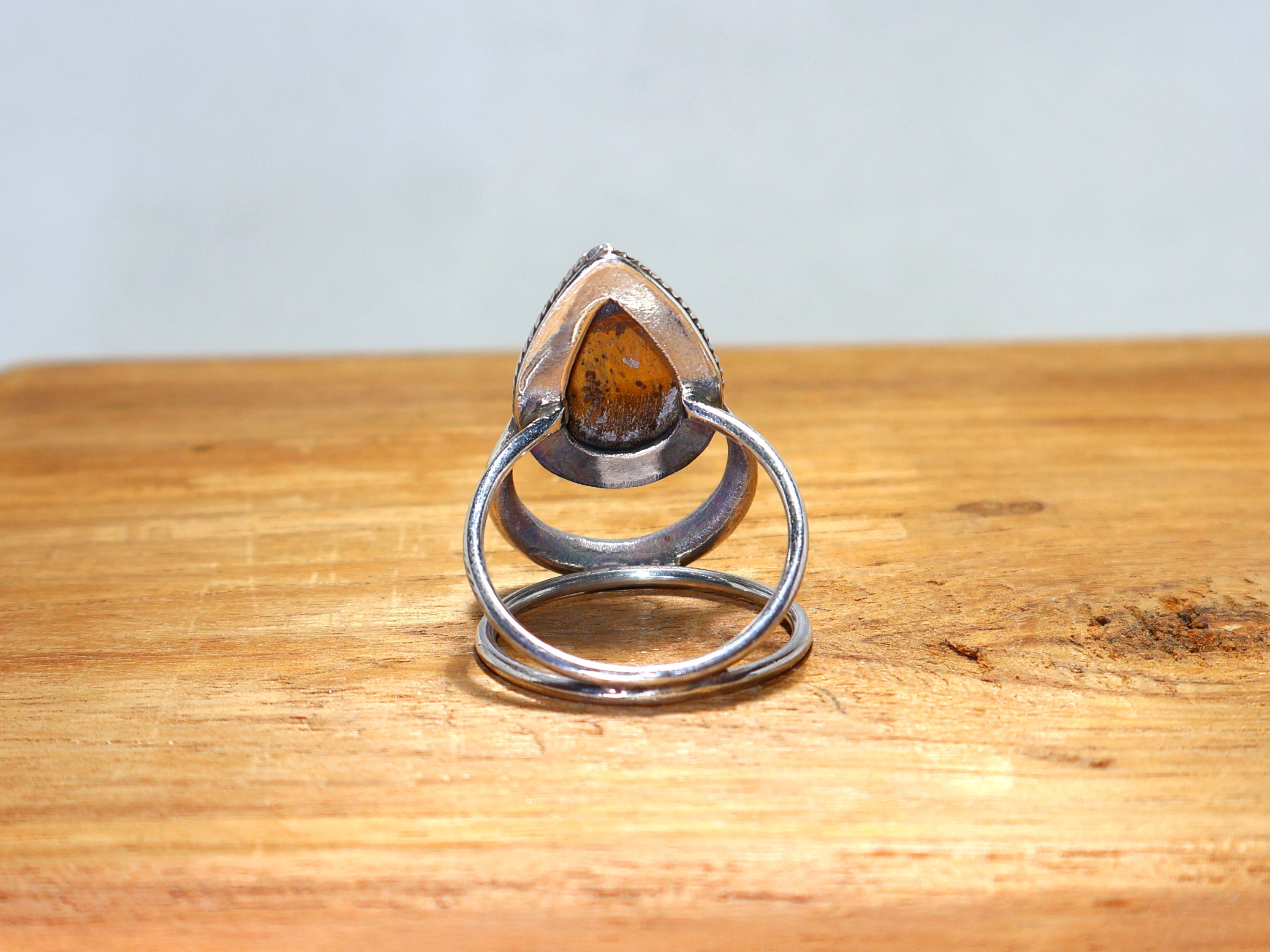 Teardrop Tigerauge Silberring Gelber Edelsteinring Handgemachter Ring 925 Sterling Silber Ring Geburtssteinring Geschenk für Ihn
