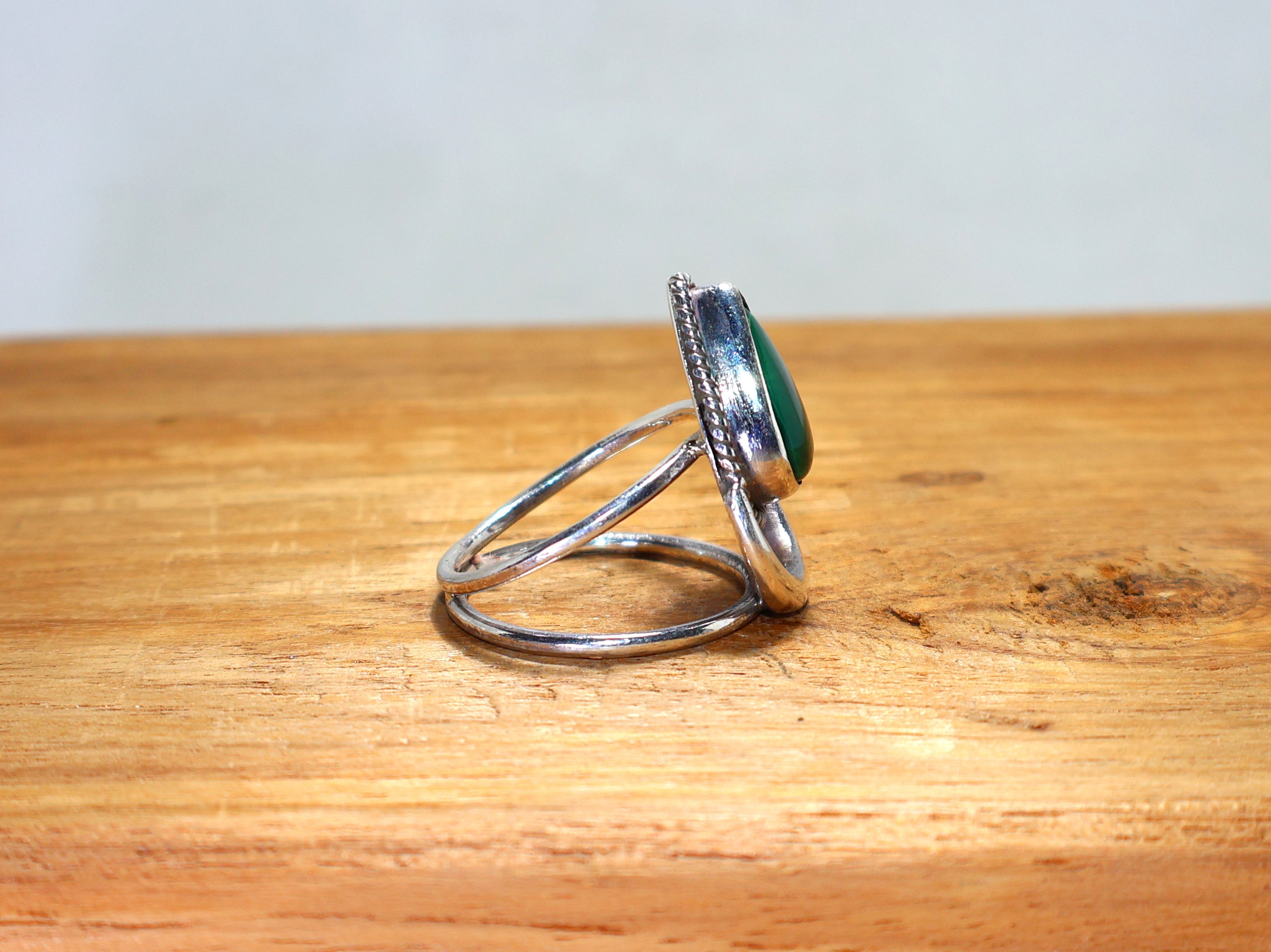 Natur Malachit Ring Handgefertigter Silberring Grüner Edelstein 925 Sterling Silber Ring Jubiläumsring Geschenk für Sie, Cocktailring