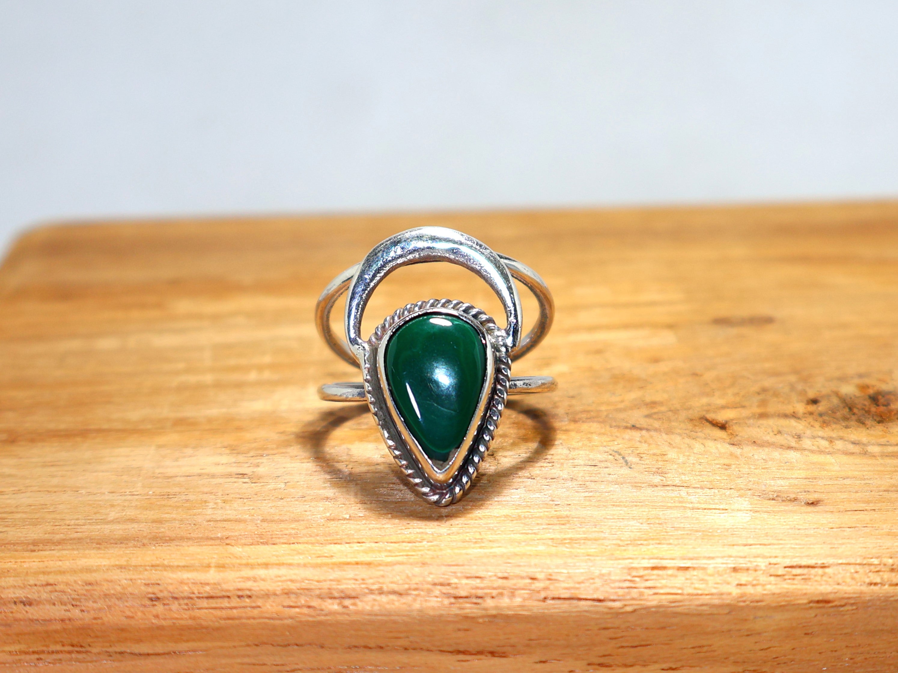 Natur Malachit Ring Handgefertigter Silberring Grüner Edelstein 925 Sterling Silber Ring Jubiläumsring Geschenk für Sie, Cocktailring