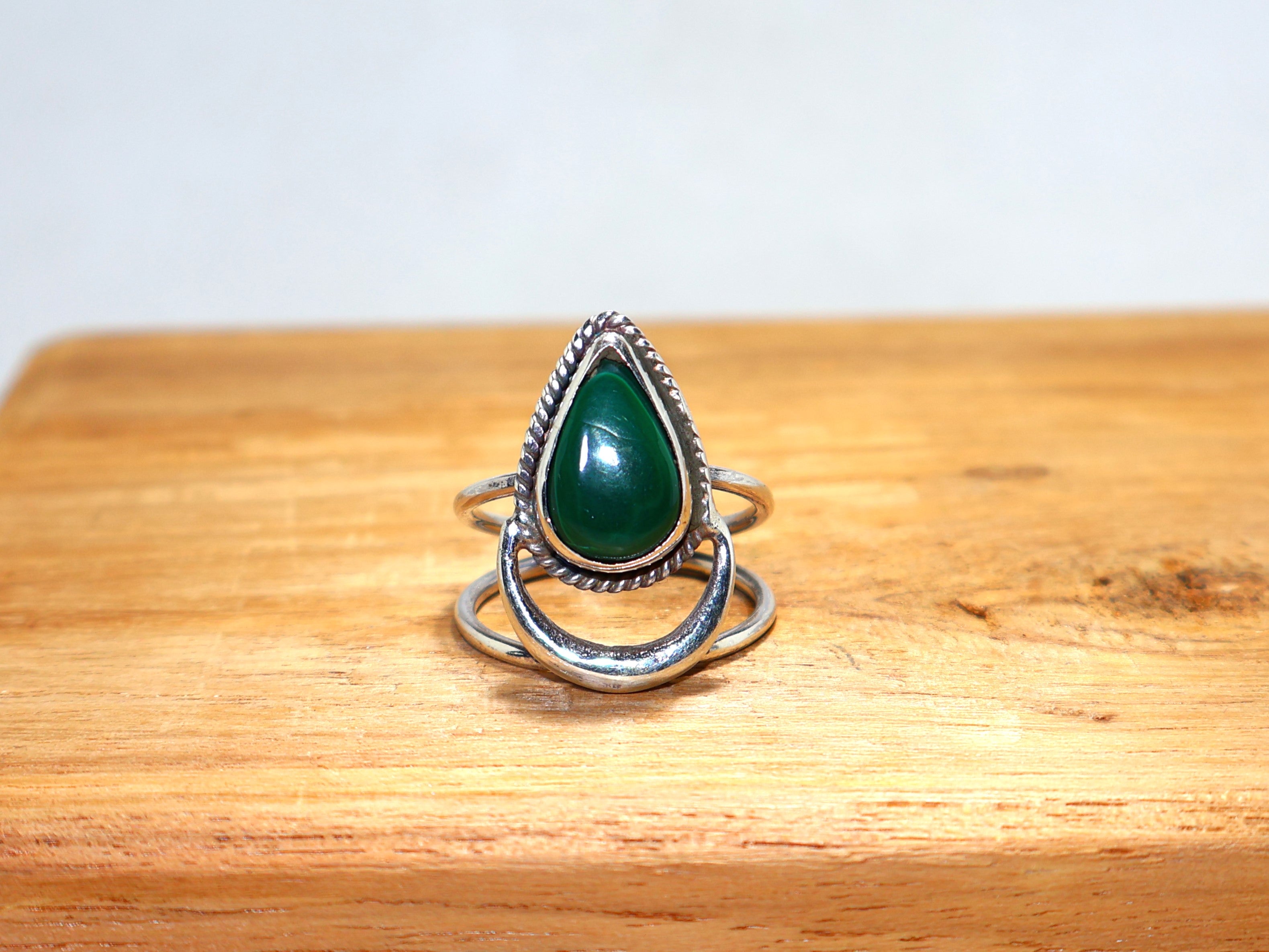 Natur Malachit Ring Handgefertigter Silberring Grüner Edelstein 925 Sterling Silber Ring Jubiläumsring Geschenk für Sie, Cocktailring