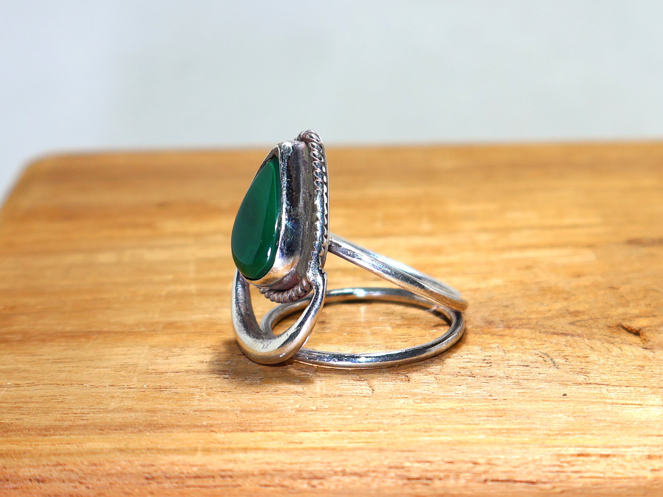 Natur Malachit Ring Handgefertigter Silberring Grüner Edelstein 925 Sterling Silber Ring Jubiläumsring Geschenk für Sie, Cocktailring