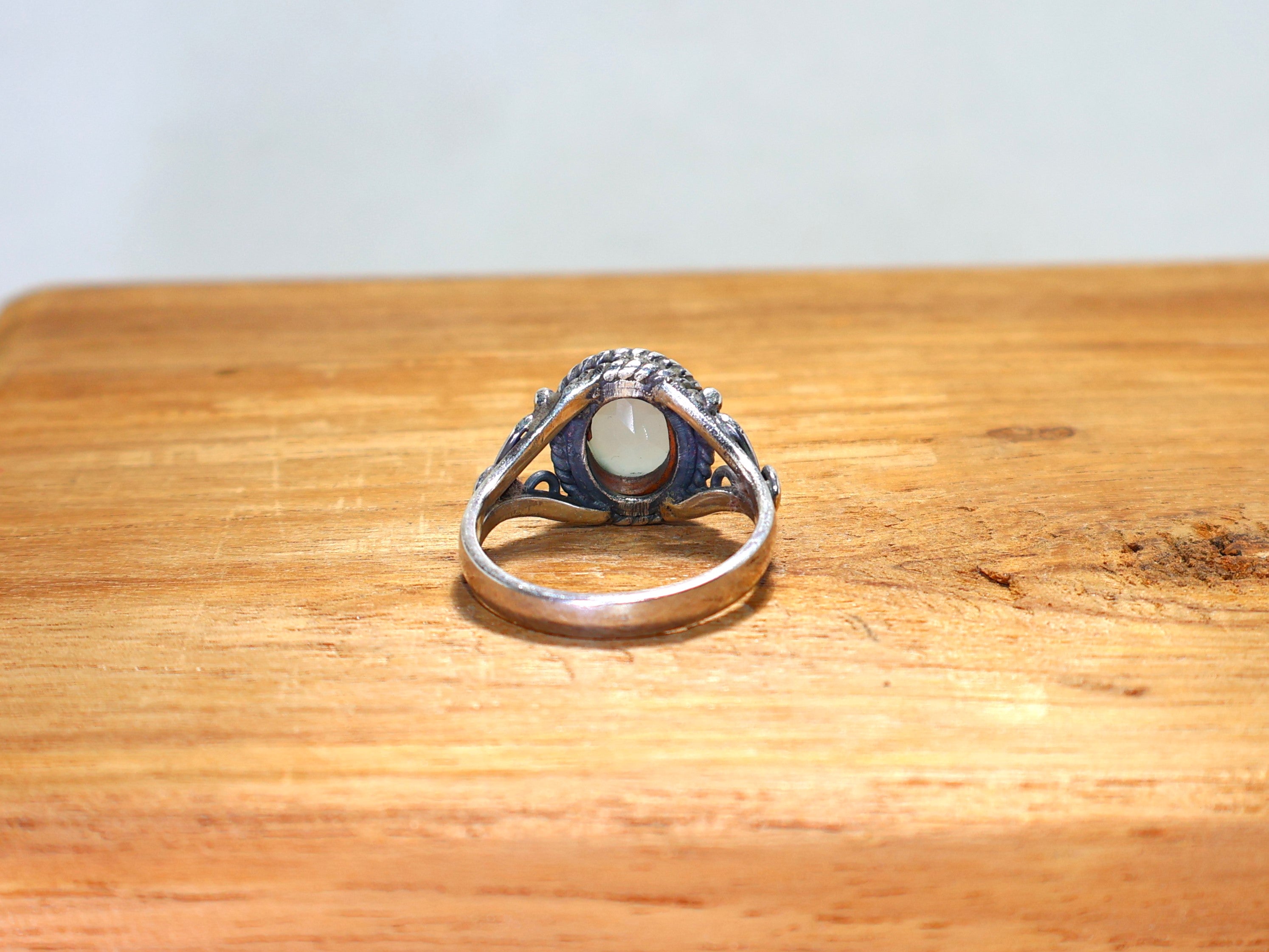 Geschliffener Aqua-Chalcedon-Ring, handgefertigter Edelsteinring, März-Geburtssteinring, blauer Stein, 925er Sterlingsilberring, Boho-Ring, Geschenk für sie