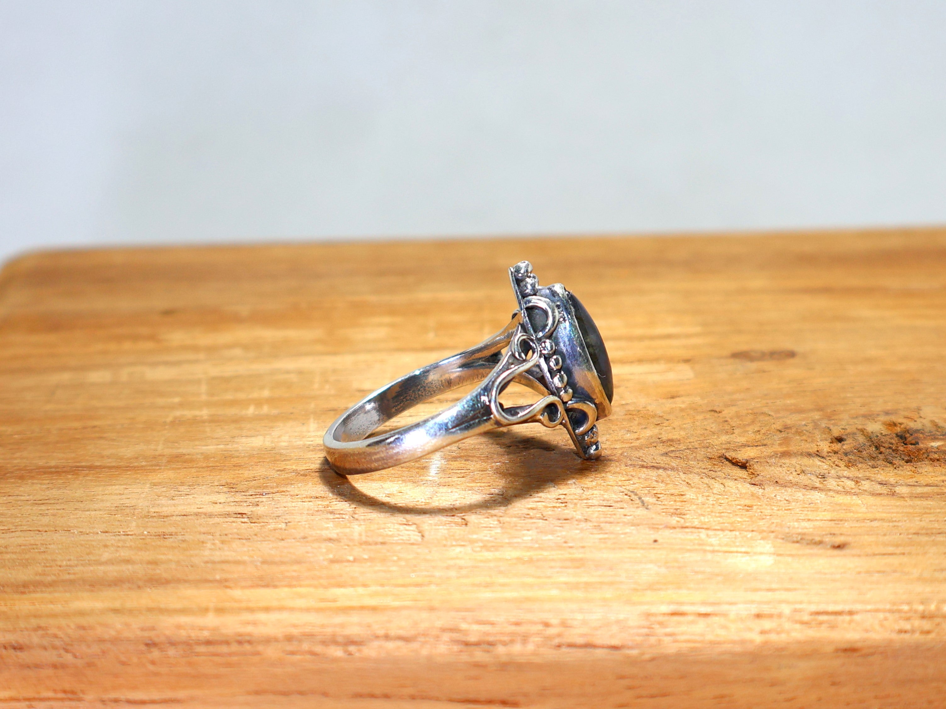 Marquise Labradorit Silberring 925 Sterling Silberring Handgefertigter Ring Blauer Feuer-Labradorit Natur Edelsteinring Designer-Ring