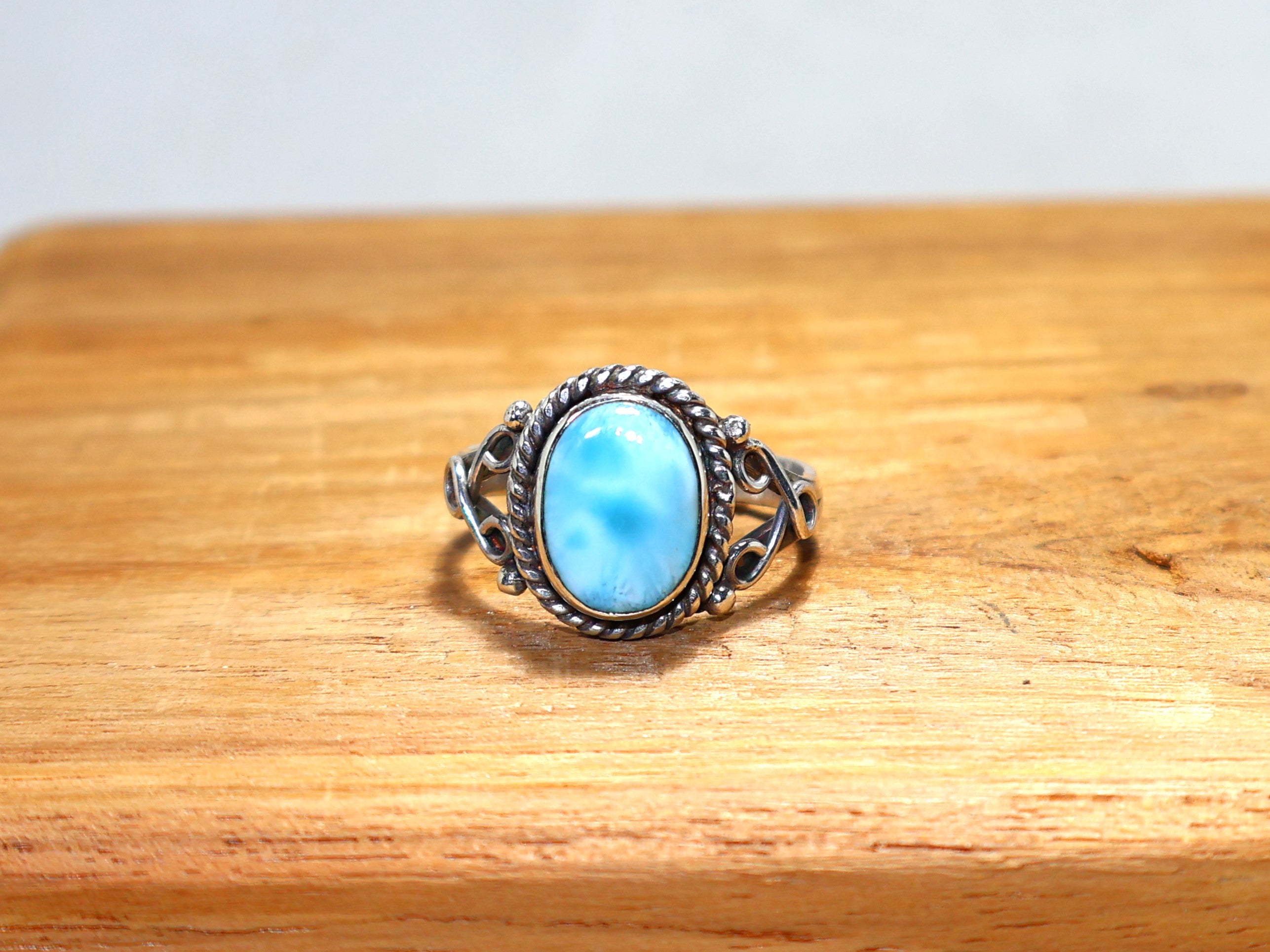 Natürlicher Larimar Ring 925 Sterling Silber Ring Oval Geformter Blauer Edelstein Ring Handgefertigter Ring Geschenk Für Sie