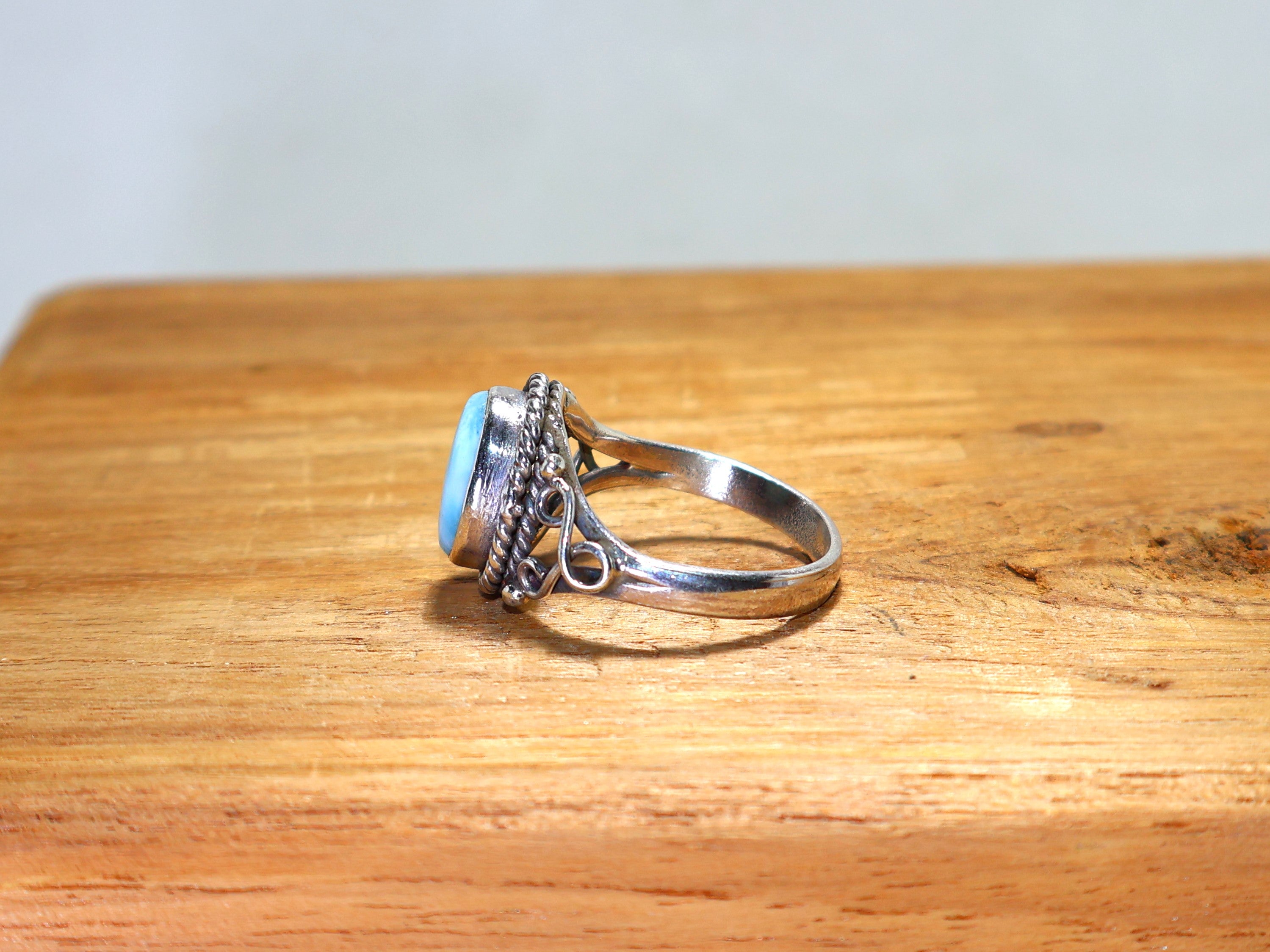 Natürlicher Larimar Ring 925 Sterling Silber Ring Oval Geformter Blauer Edelstein Ring Handgefertigter Ring Geschenk Für Sie