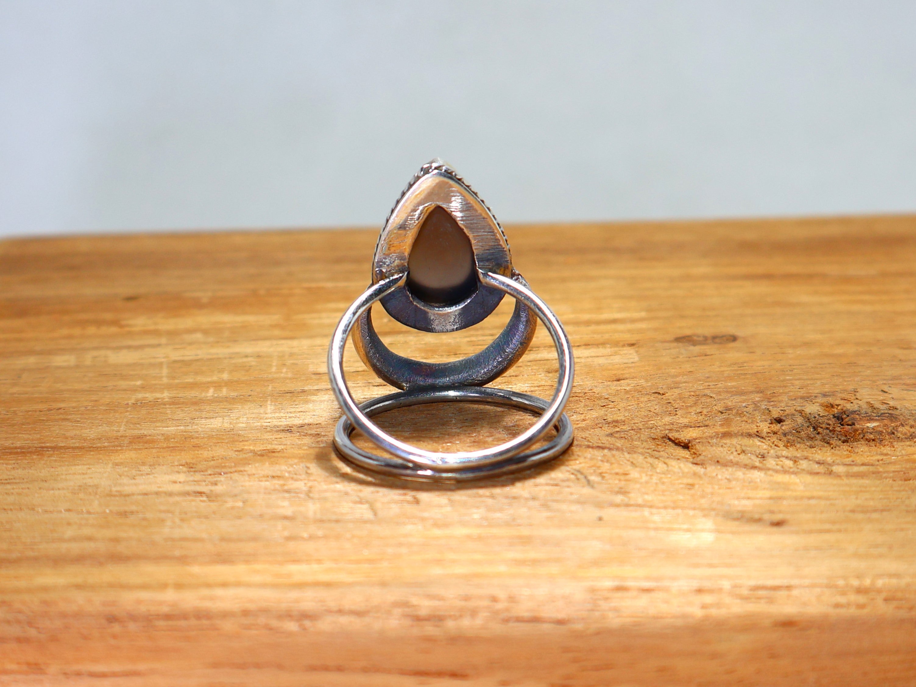 Tropfenförmiger Rauchquarz-Ring, Brauner Stein, 925 Sterling Silber Ring, handgefertigter Ring, Geburtssteinring, Natur-Edelstein-Ring
