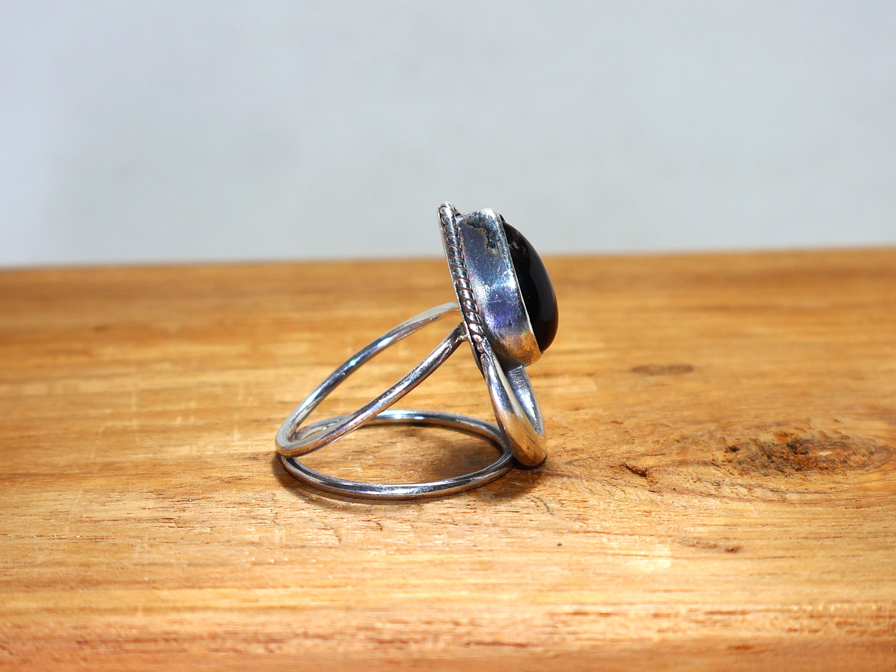Tropfenförmiger Rauchquarz-Ring, Brauner Stein, 925 Sterling Silber Ring, handgefertigter Ring, Geburtssteinring, Natur-Edelstein-Ring