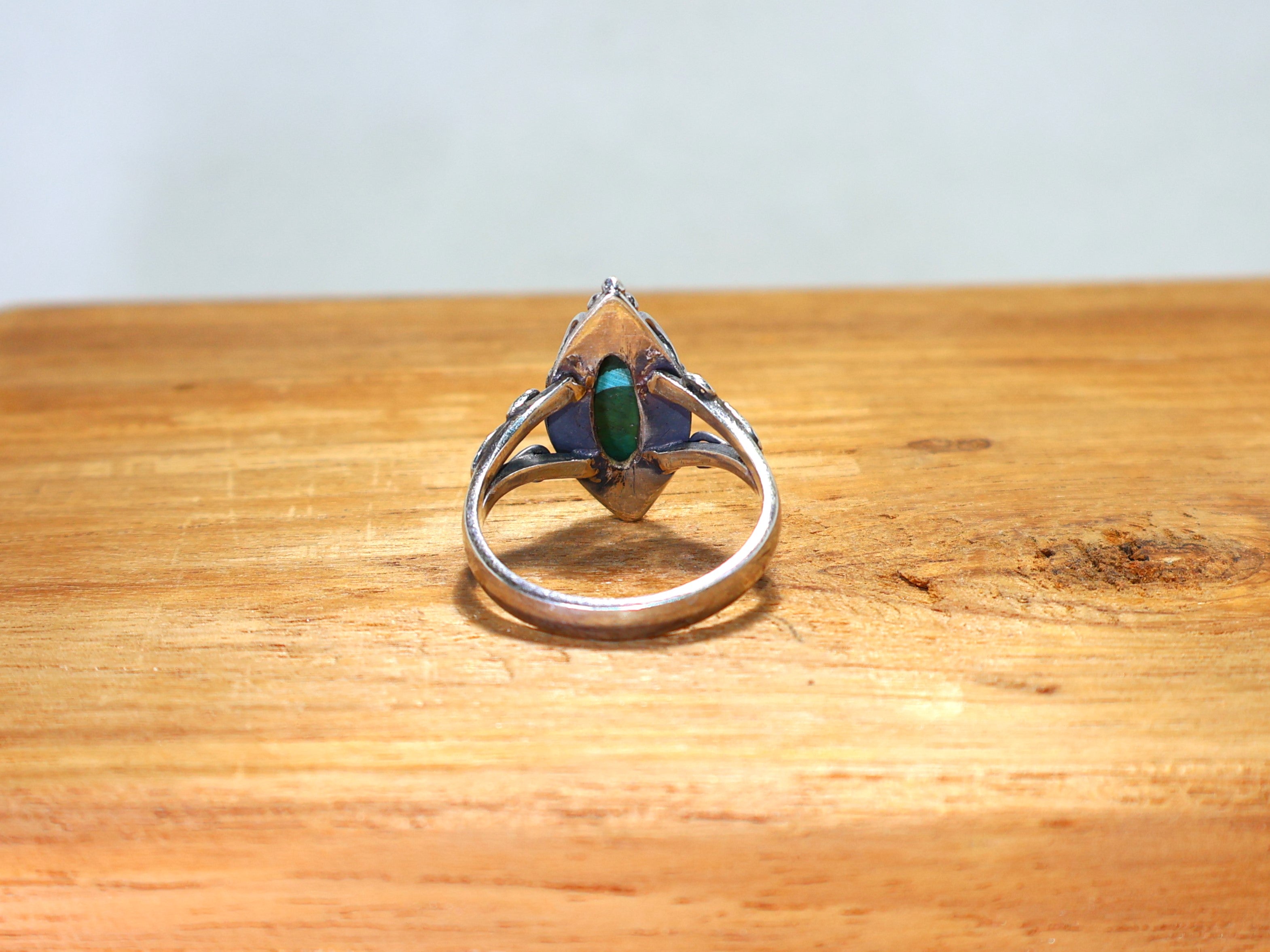 Navette-förmiger Türkisring 925 Sterling Silber Ring Handgefertigter grüner Edelstein Geschenk für sie Dezember Geburtssteinring