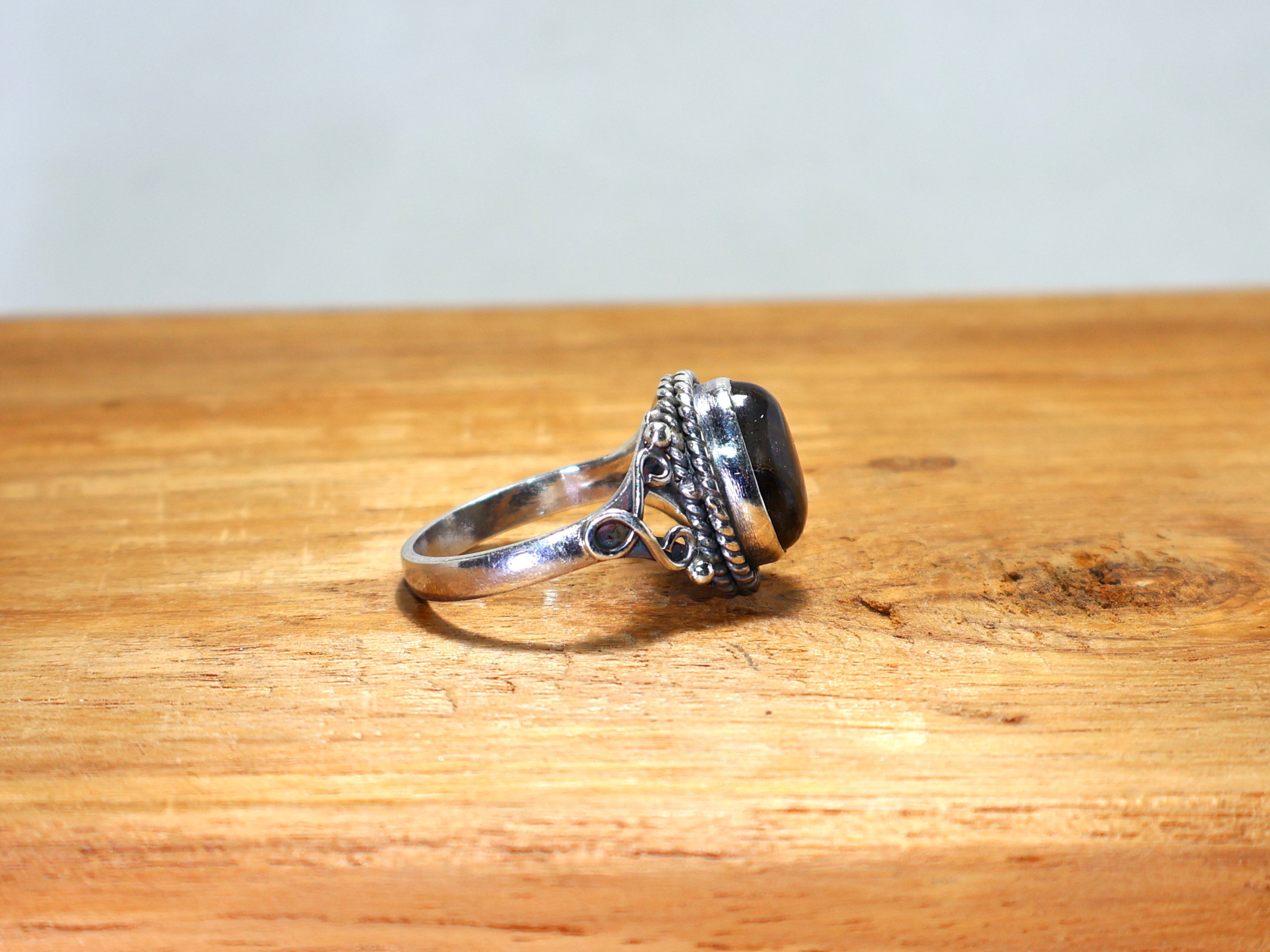 Natur Ovale Labradorit Silber Ring Blauer auffälliger Edelsteinring 925 Sterling Silber Ring Boho Ring Geschenk für Sie