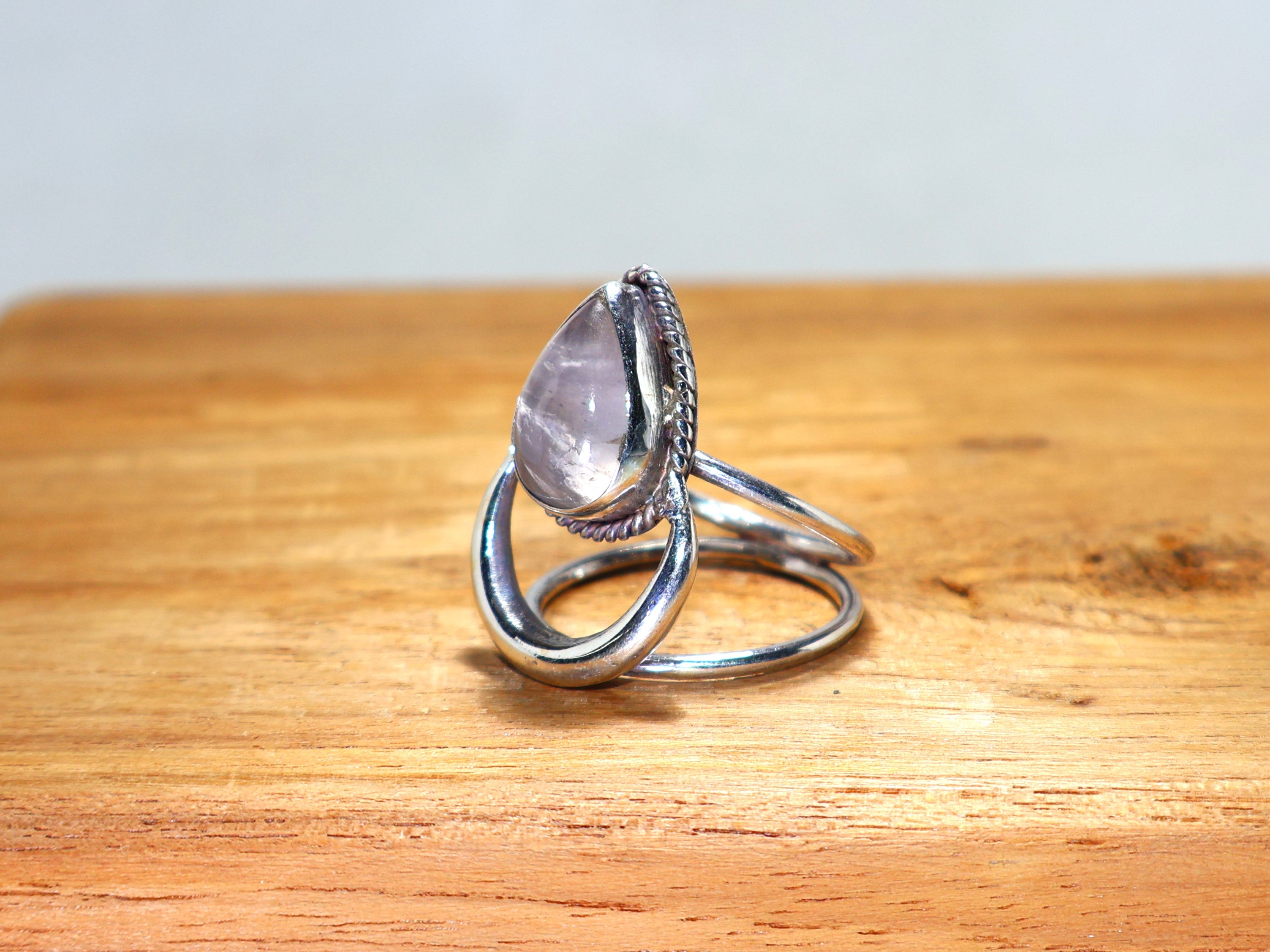 Natur Rosenquarz Ring 925 Sterling Silber Ring Handgemachter Januar Geburtsstein Ring Kristall Cabochon Ring Rosa Edelstein Ring