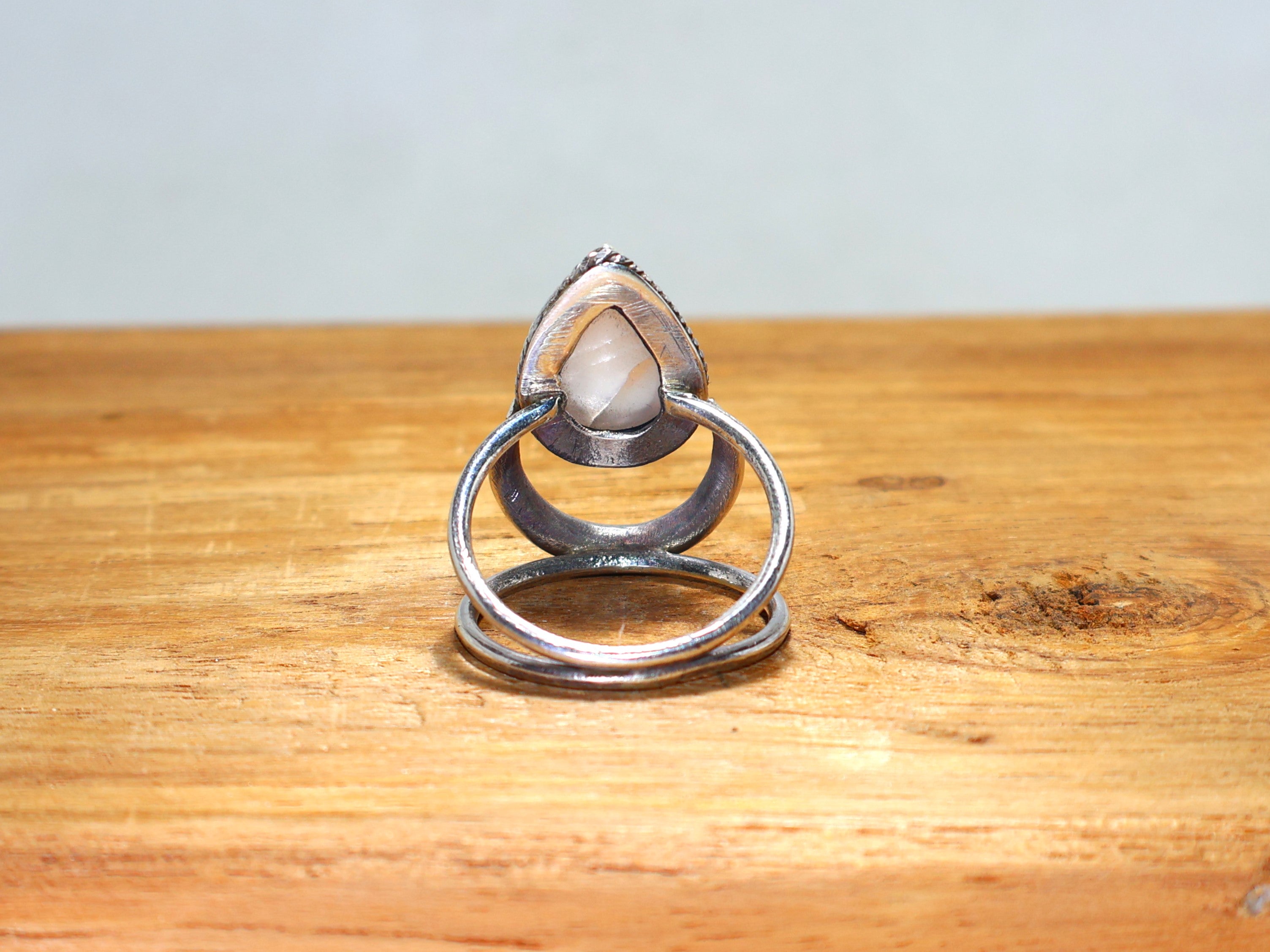 Natur Rosenquarz Ring 925 Sterling Silber Ring Handgemachter Januar Geburtsstein Ring Kristall Cabochon Ring Rosa Edelstein Ring