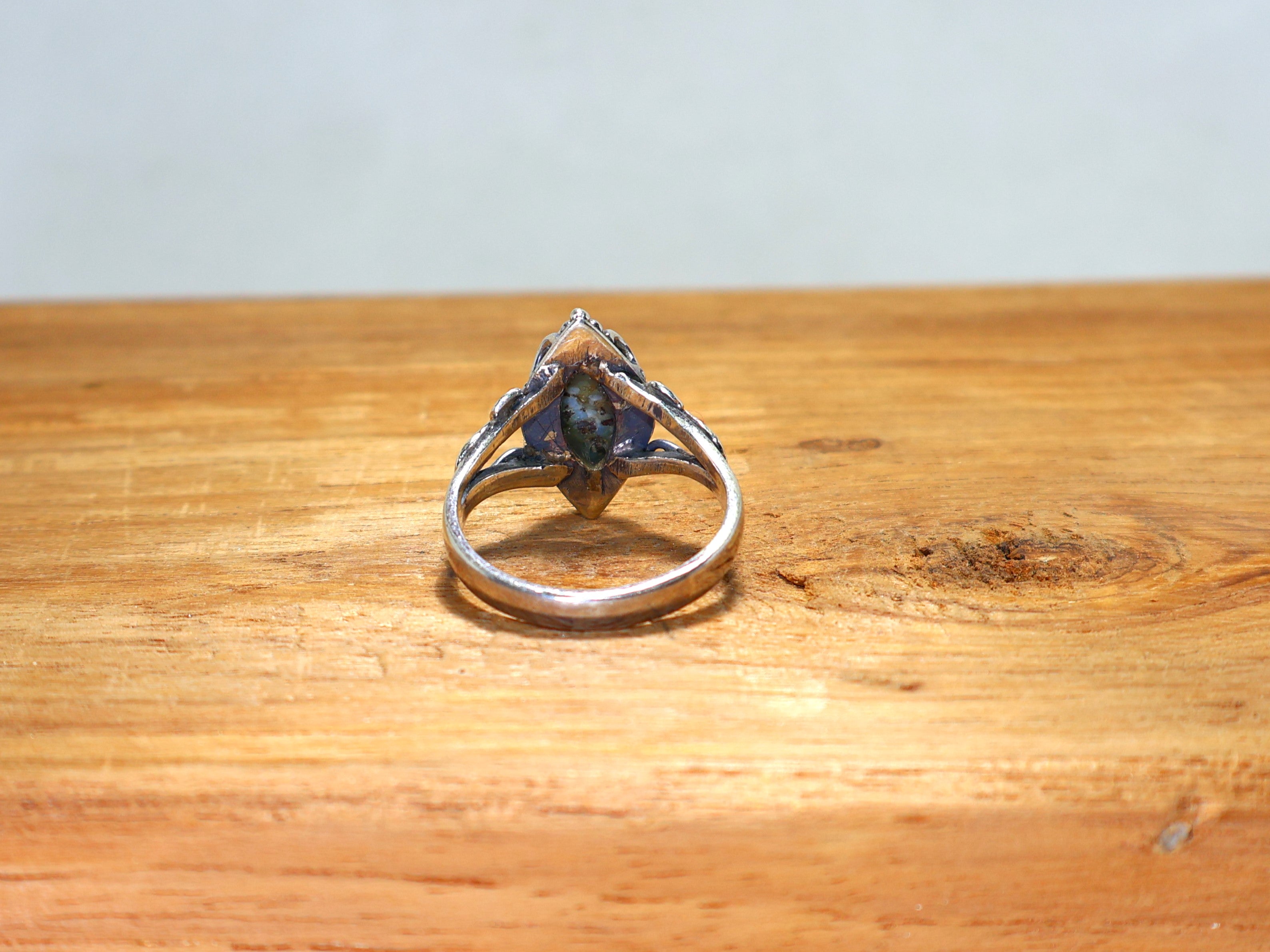 Natuurlijke Larimar Ring 925 Sterling Zilveren Ring Marquise Geslepen Edelsteen Ring Handgemaakte Blauwe Steen Ring