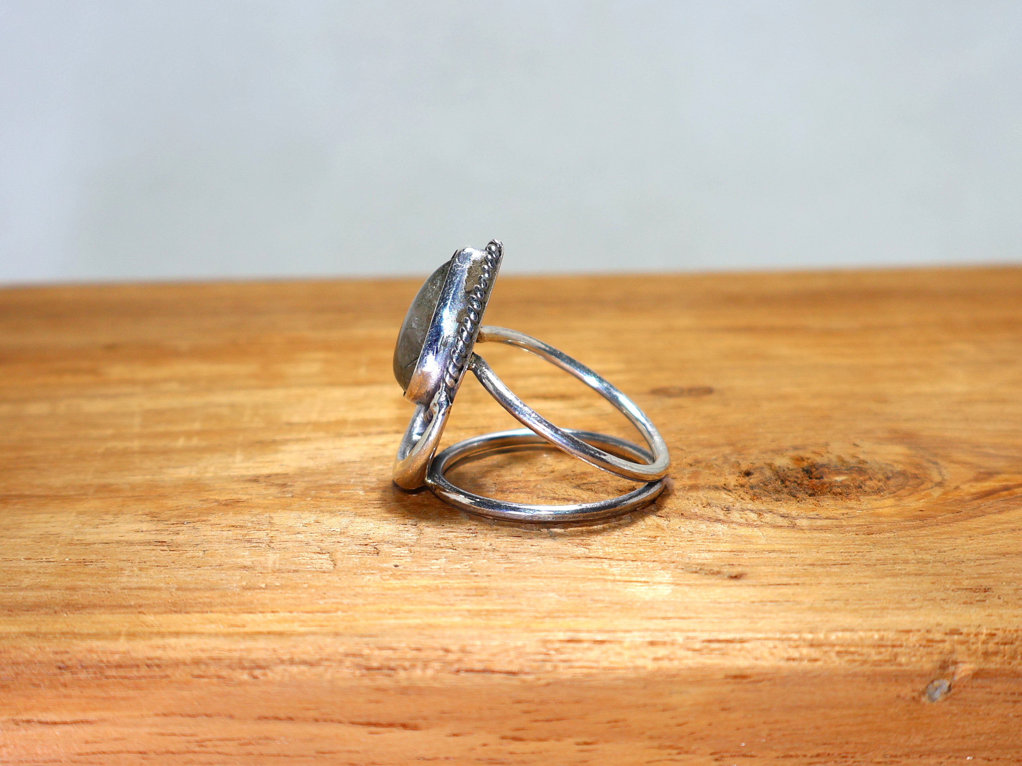 Schwarzer Rutilquarz Edelstein Silberring 925 Sterling Silber Tropfenförmiger Edelsteinring Designer Handgemacht Damen Geschenk für Frauen Geburtssteinring