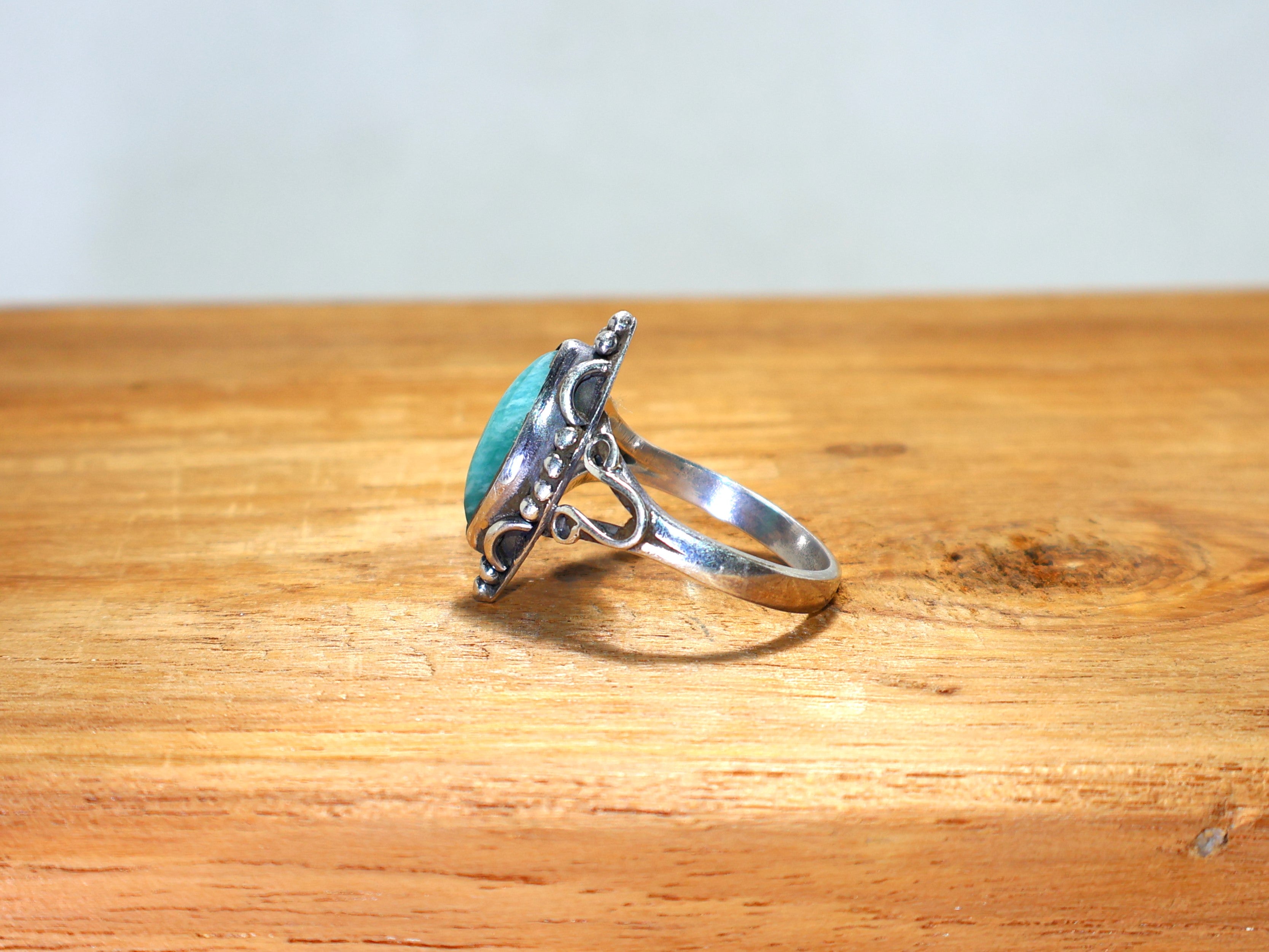 Marquise Amazonit Silberring 925 Sterling Massiv Silber Handgefertigter Edelsteinring Designer Geschenk Für Sie