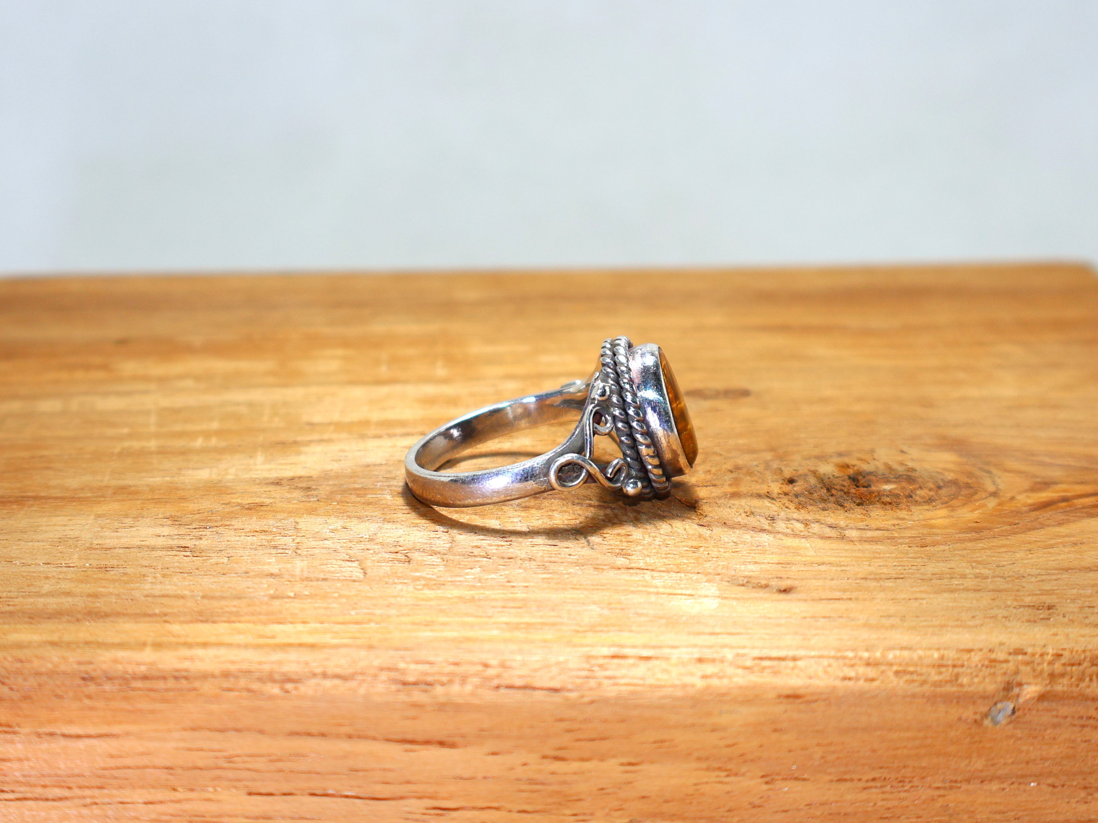 Natur Tigerauge Ring Boho Silberring Oval Cabochon Ring 925 Sterling Silber Handgemachter Gelber Edelsteinring Geschenk Für Sie