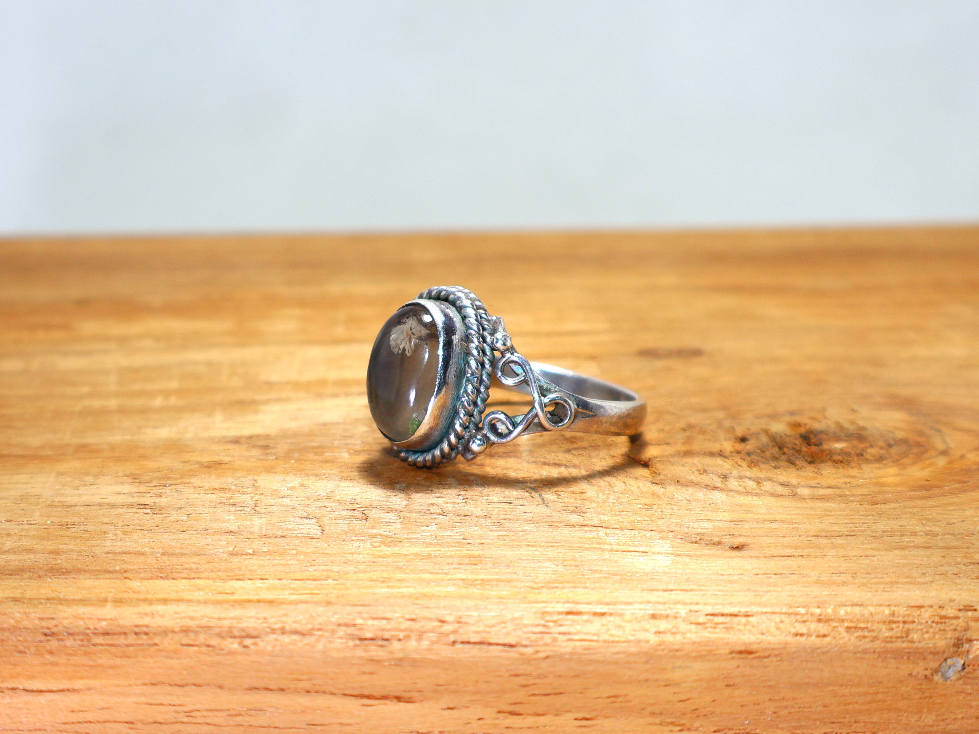 Natürlicher Rauchquarz Silberring Jubiläumsring Handgemachter Schmuck für Sie Edelsteinring 925 Sterlingsilberring