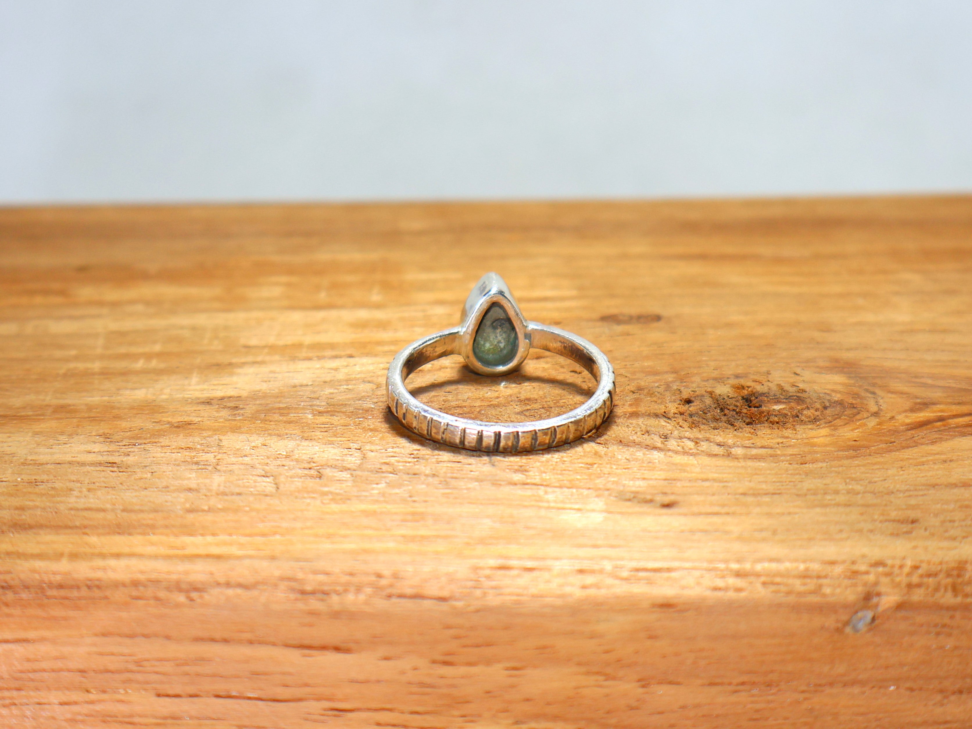 Natürlicher Aqua Chalcedon Silberring 925 Sterling Silber Edelsteinring März Geburtssteinring Handgemachter blauer Steinring Birnenform Ring Geschenk für sie Verlobungsring