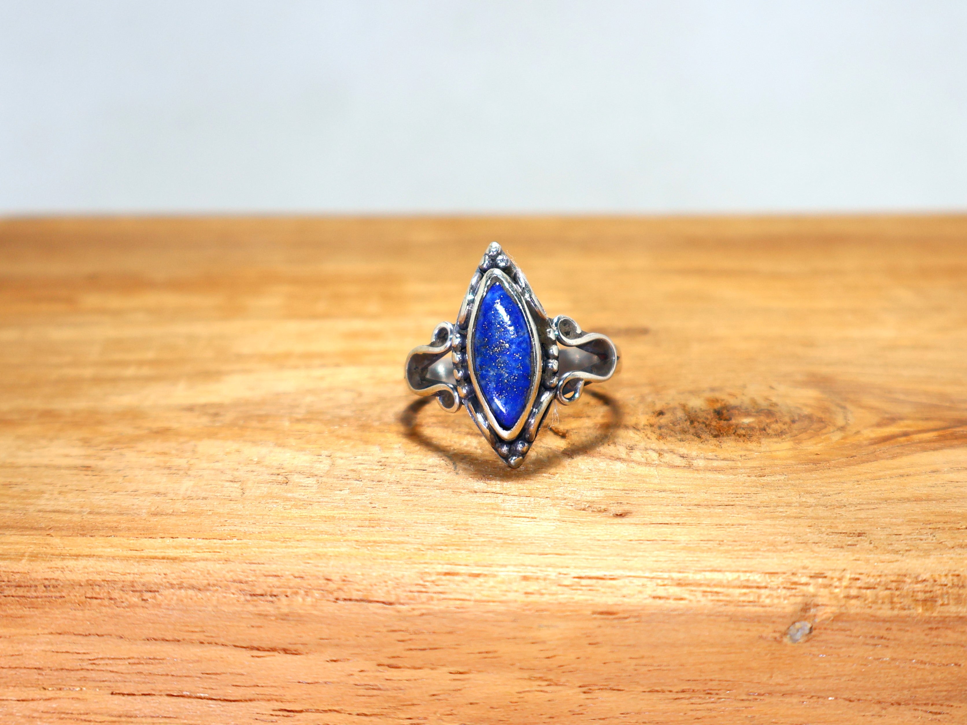 Natürlicher Lapislazuli blauer Edelsteinring 925 Sterling Silber einzigartiger handgefertigter Ring Jubiläumsring Marquise Designer Ring Geschenk für Sie