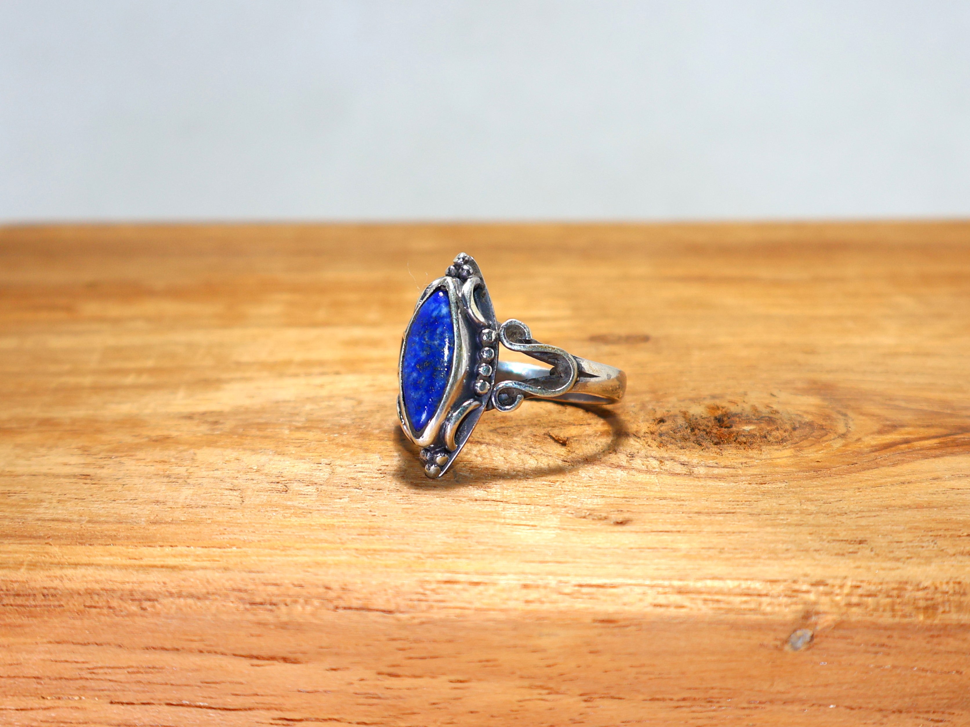 Natürlicher Lapislazuli blauer Edelsteinring 925 Sterling Silber einzigartiger handgefertigter Ring Jubiläumsring Marquise Designer Ring Geschenk für Sie