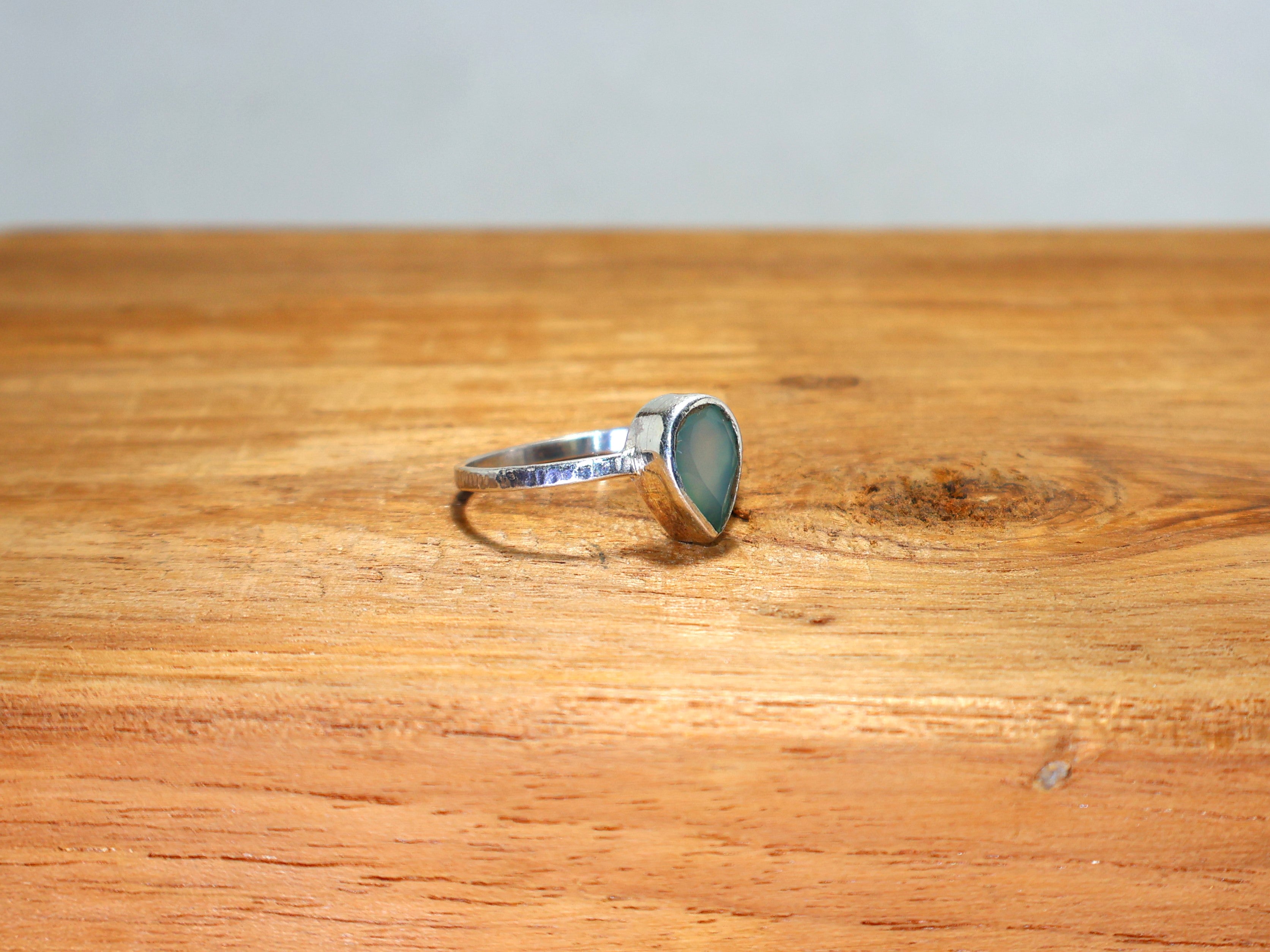 Aqua Chalcedoon Ring 925 Sterling Zilver Belofte Ring Cadeau Voor Haar Stapelring Unisex Sieraden Handgemaakte Ring