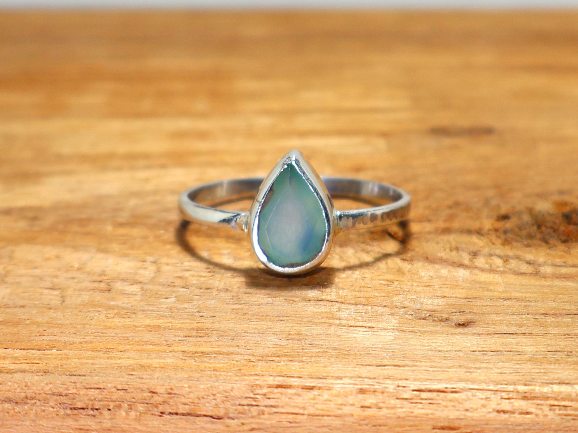 Aqua Chalcedoon Ring 925 Sterling Zilver Belofte Ring Cadeau Voor Haar Stapelring Unisex Sieraden Handgemaakte Ring
