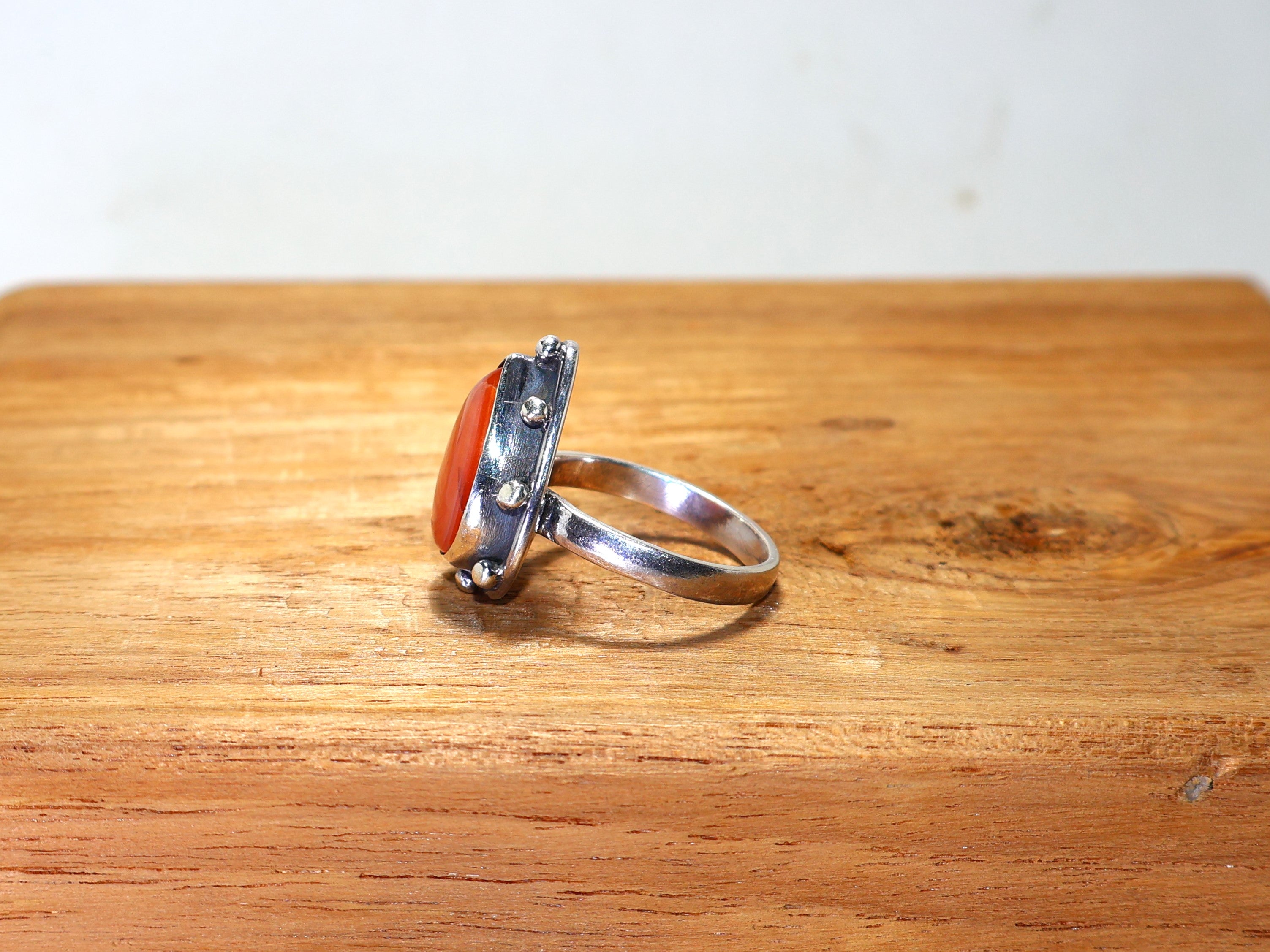 Natürlicher Orangen-Karneol-Ring, 925er Sterlingsilber-Ring, Statement-Ring, handgefertigter Ring, Geschenk für Sie, Birnen-Edelsteinring