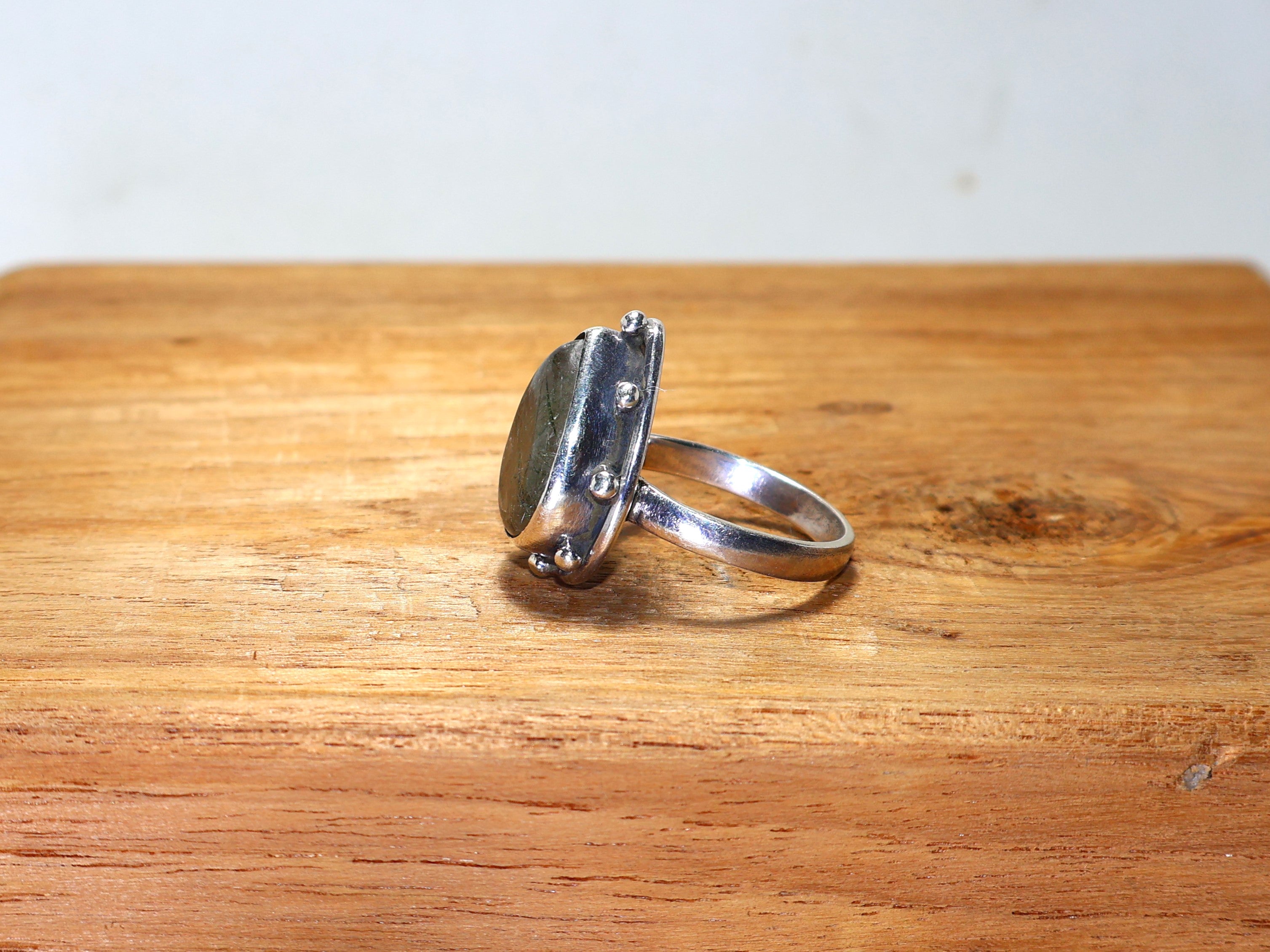 Natürlicher schwarzer Rutilquarz Ring Glücksstein Ring Verlobungsring 925 Sterling Silber Ring Handgemachter Silberring Statement Ring April Geburtsstein Ring Einzigartiger Ring Geschenk für Sie