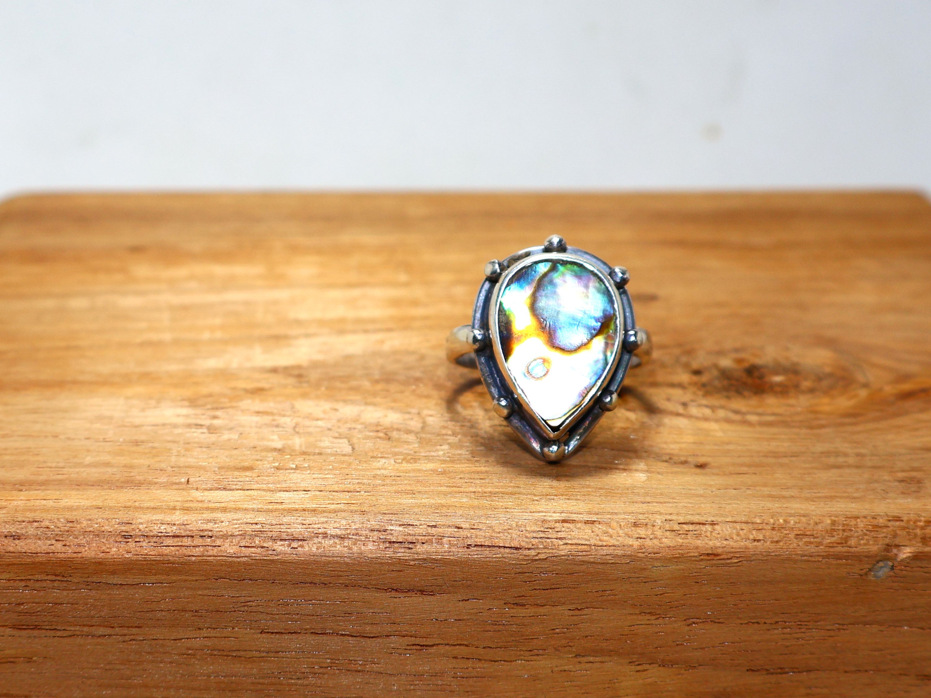 Abalone Muschel Ring 925 Sterling Silber Ring Handgefertigter Ring Tropfen Edelsteinring Versprechensring Einzigartiger Ring