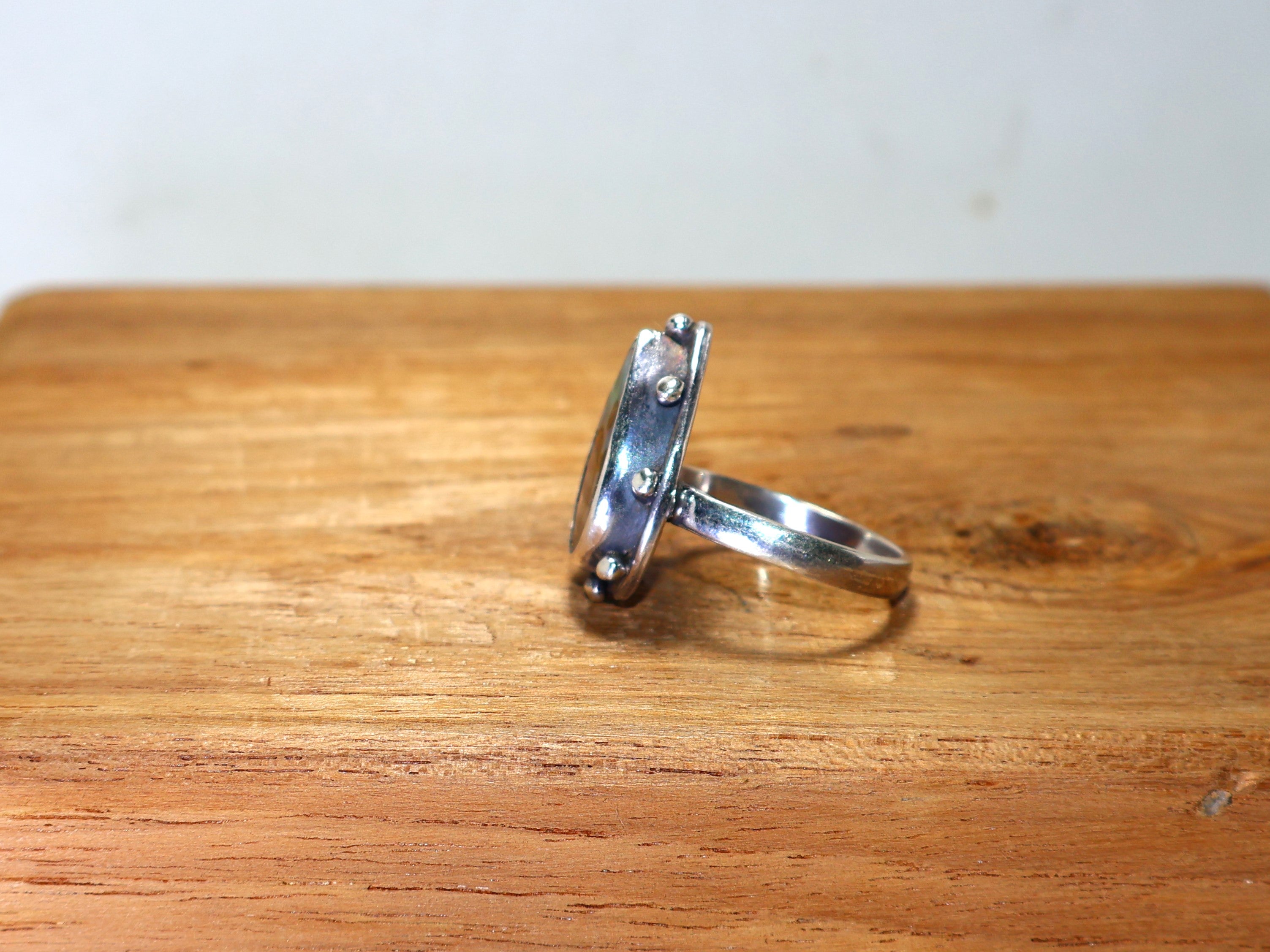 Abalone Muschel Ring 925 Sterling Silber Ring Handgefertigter Ring Tropfen Edelsteinring Versprechensring Einzigartiger Ring