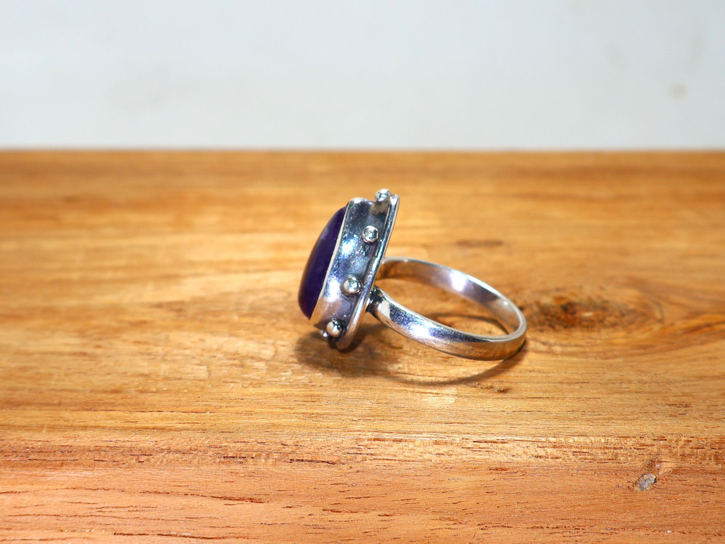 Paarse Amethist Ring 925 Sterling Zilveren Ring voor Vrouwen Handgemaakte Ring Peer Edelsteen Ring Unieke Ring Cadeau voor Haar Statement Ring Alledaagse Ring