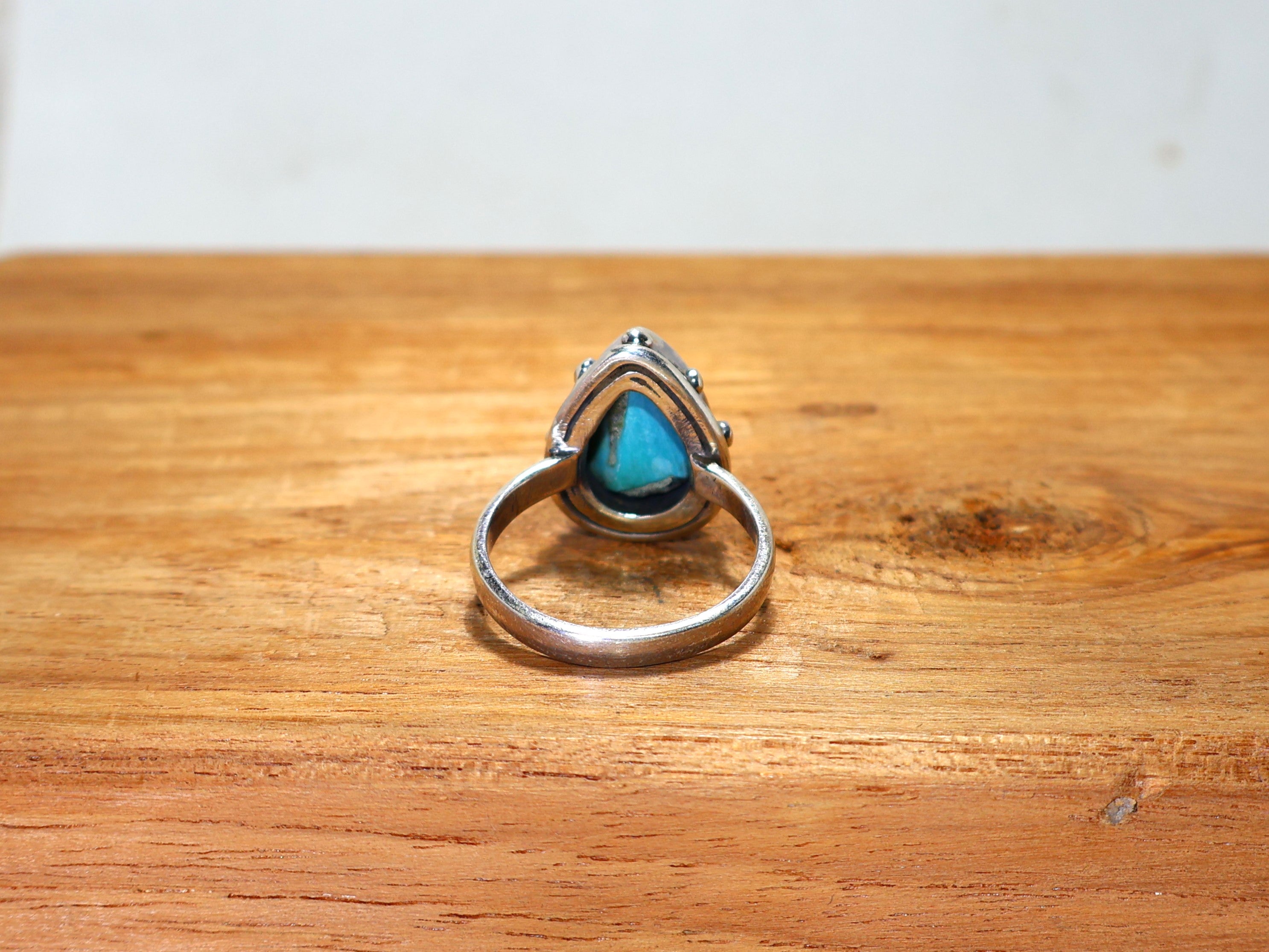 Grüner Türkis Silberring Birnenförmiger Edelstein 925 Sterling Silber Ring Damenschmuck Handgemachter Silberring