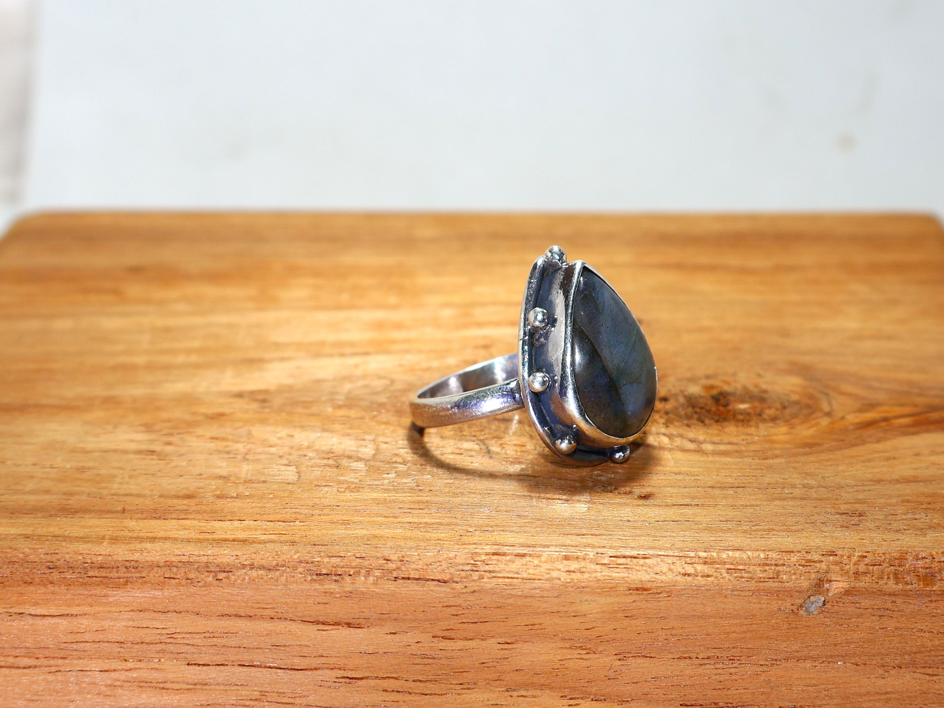 Birne Labradorit Ring 925 Sterling Silber Ring Blauer Edelstein Ring Boho Ring Valentinstagsgeschenk Statement Ring