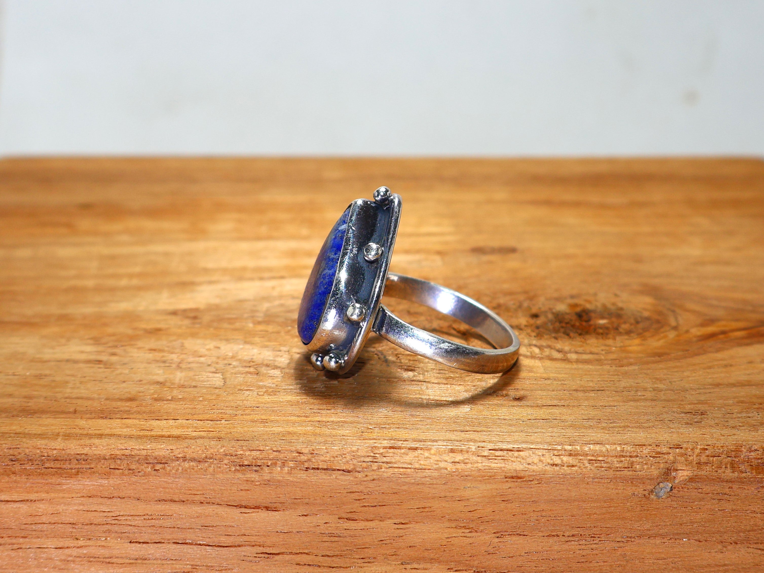 Echter Lapislazuli Ring 925 Sterling Silber Ring Geburtsstein Ring Tropfenförmiger Edelstein Handgefertigter Silberschmuck Einzigartiger Ring Statement Ring