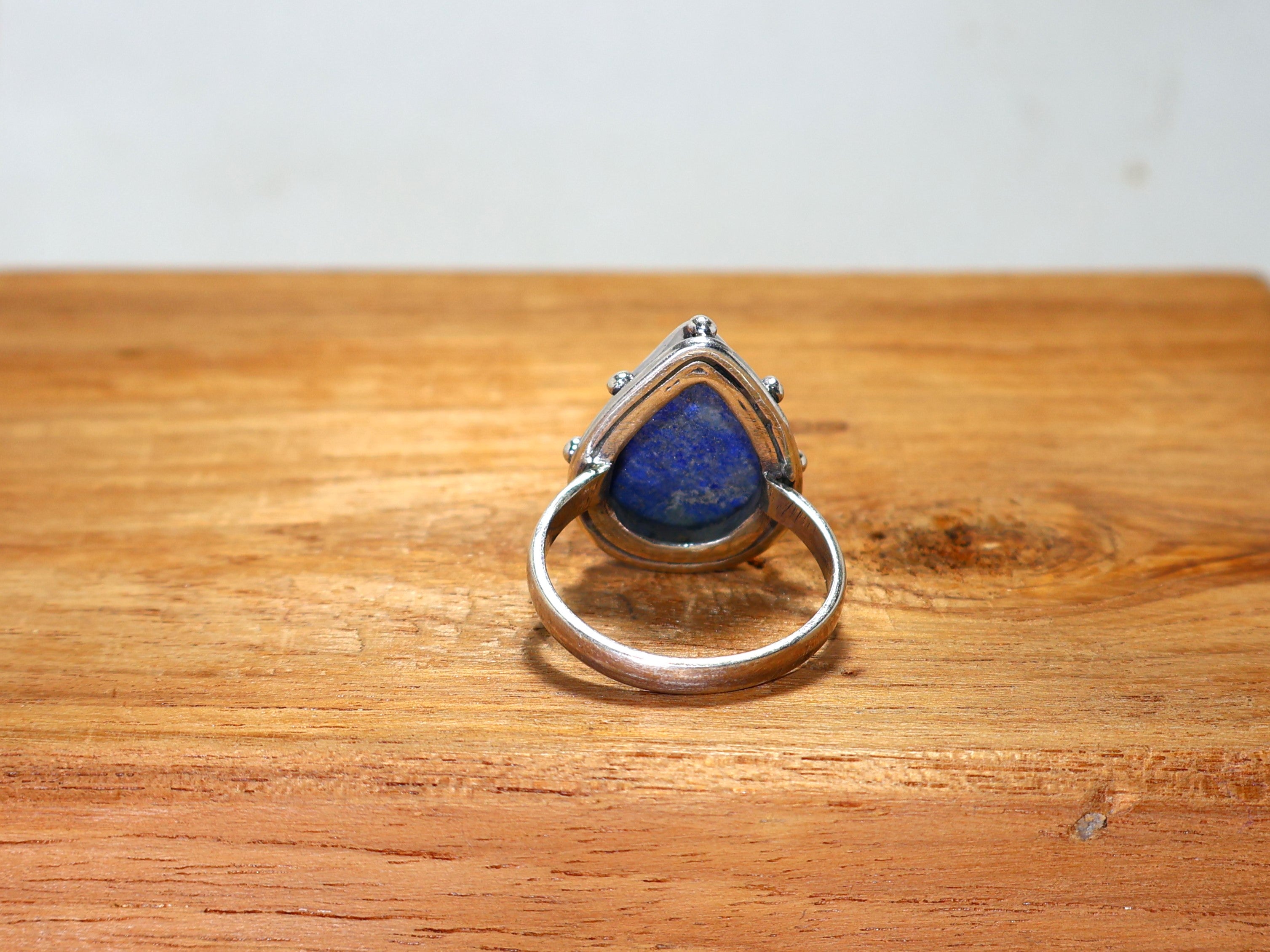 Echter Lapislazuli Ring 925 Sterling Silber Ring Geburtsstein Ring Tropfenförmiger Edelstein Handgefertigter Silberschmuck Einzigartiger Ring Statement Ring