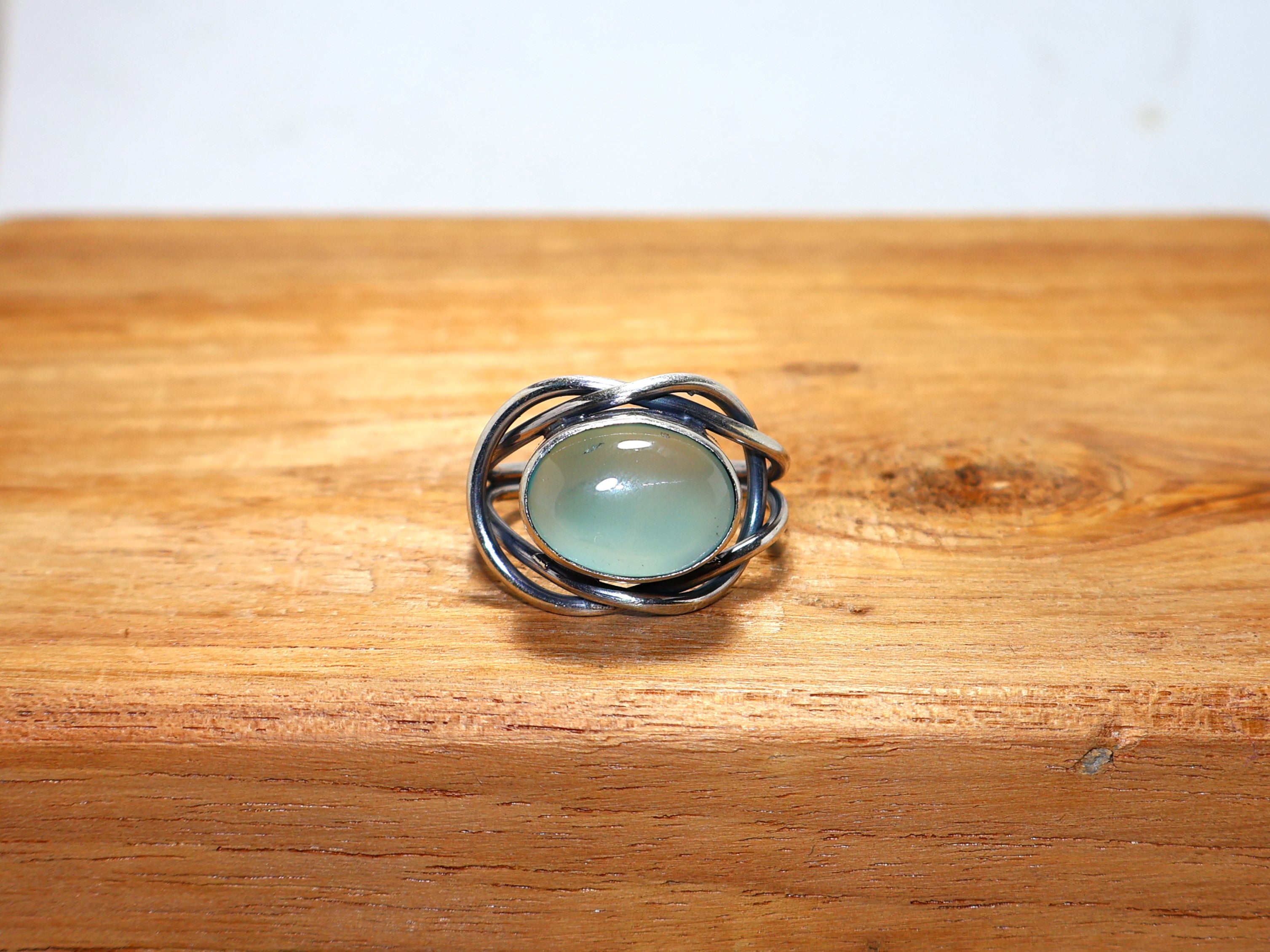 Natuurlijke Aqua Chalcedoon Ring Ovale Edelsteen Ring 925 Sterling Massief Zilver Handgemaakte Blauwe Steen Ring Statement Ring Cadeau voor Liefde