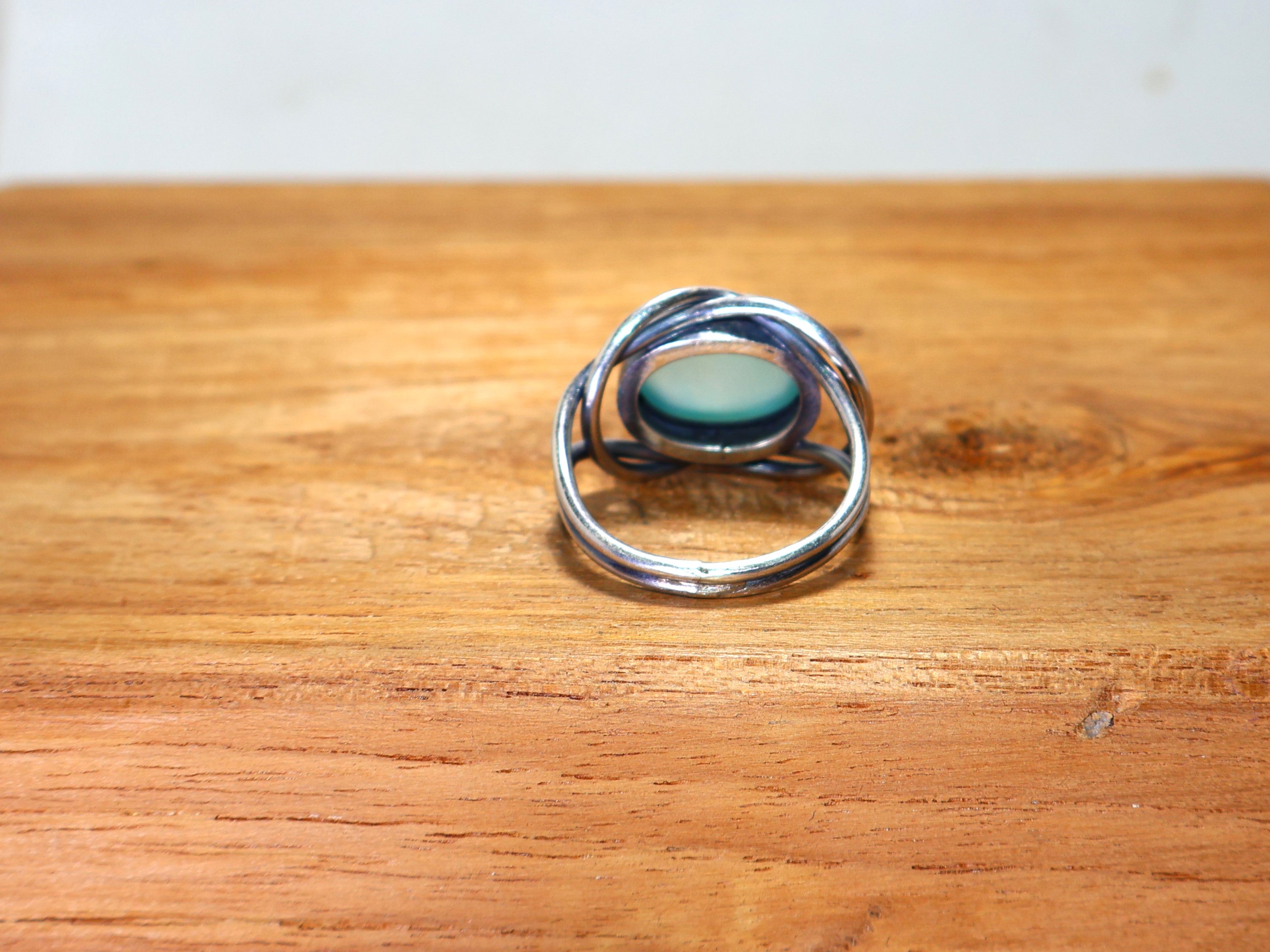 Natürlicher Aqua Chalcedon Ring Ovaler Edelsteinring 925 Sterling Massiv Silber Handgemachter Blauer Steinring Statement Ring Geschenk für die Liebe
