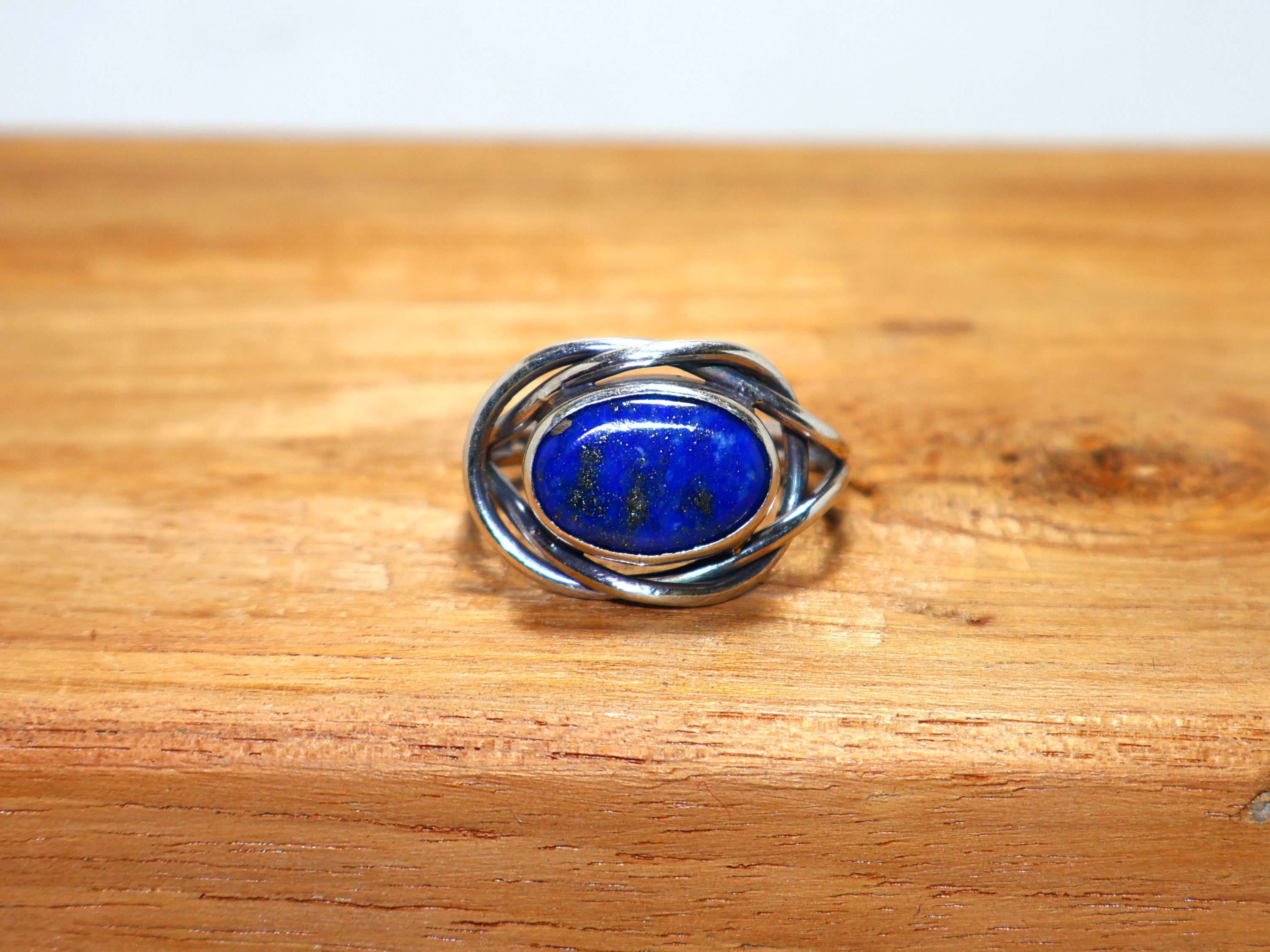 Lapislazuli ovaler Edelstein Silberring 925 Sterling Silber Ring Geschenk für Schwester Statement Ring blauer Edelstein Ring Jahrestagsgeschenk Verlobungsring
