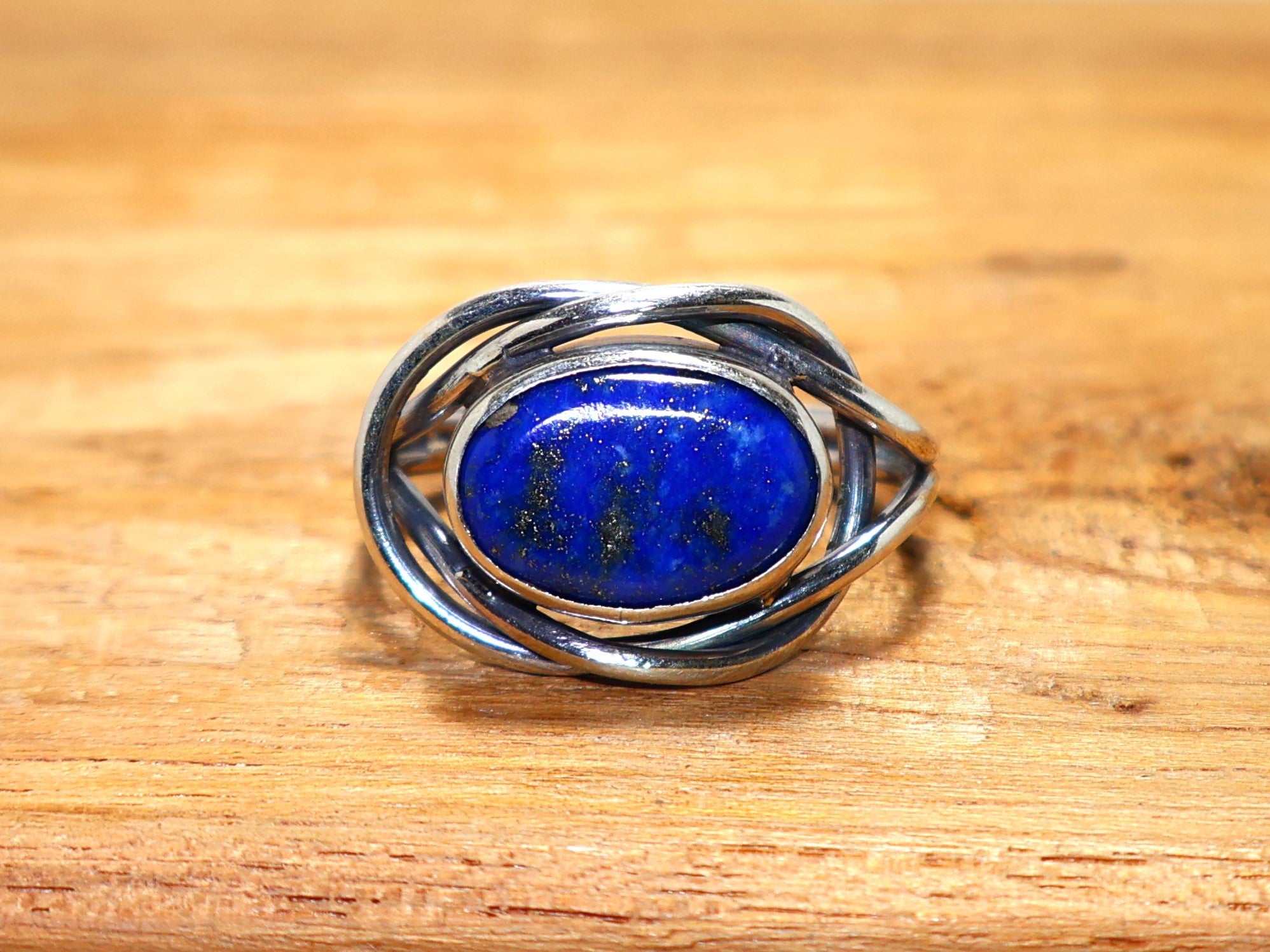 Lapislazuli ovaler Edelstein Silberring 925 Sterling Silber Ring Geschenk für Schwester Statement Ring blauer Edelstein Ring Jahrestagsgeschenk Verlobungsring