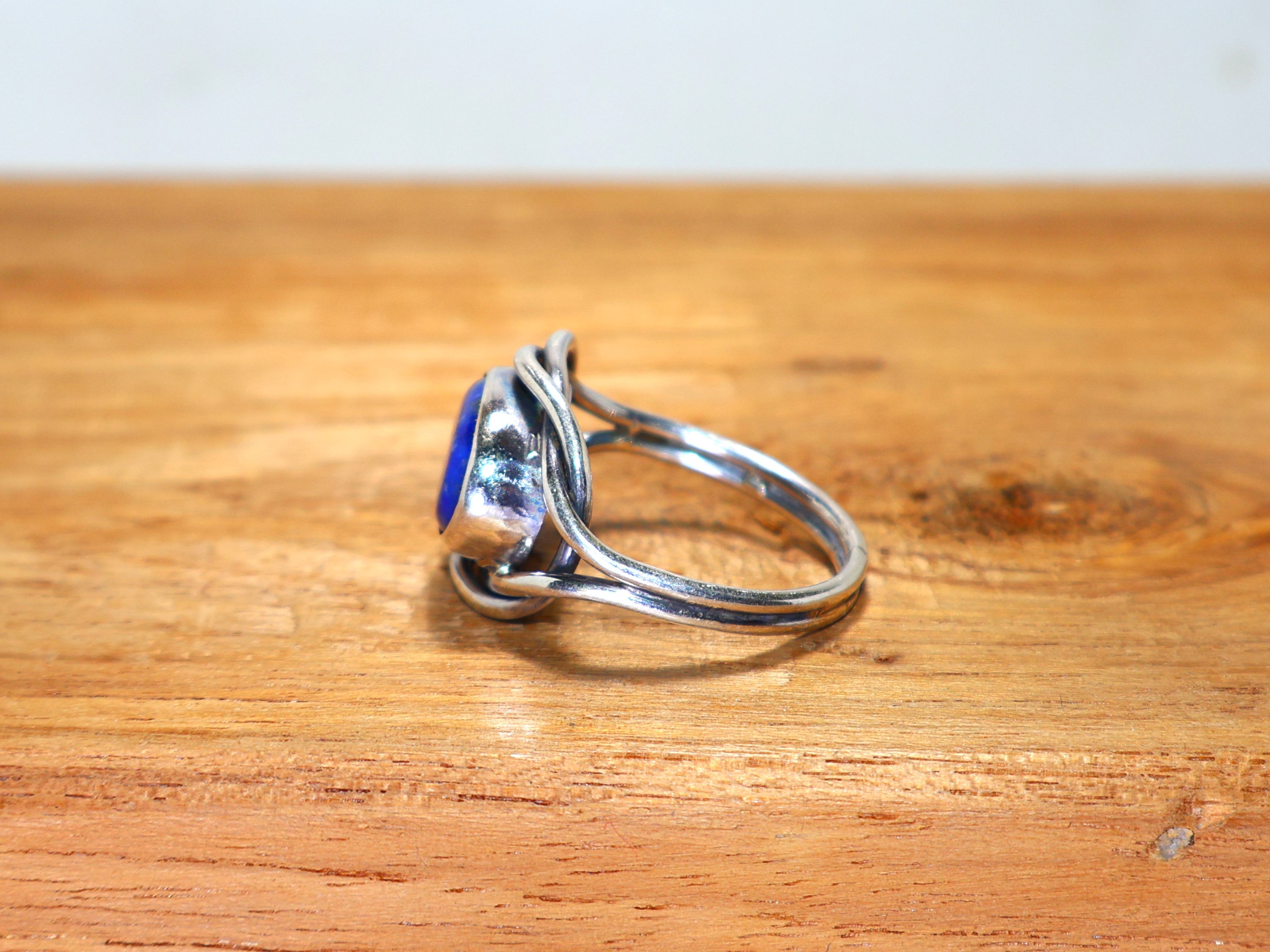 Lapislazuli ovaler Edelstein Silberring 925 Sterling Silber Ring Geschenk für Schwester Statement Ring blauer Edelstein Ring Jahrestagsgeschenk Verlobungsring