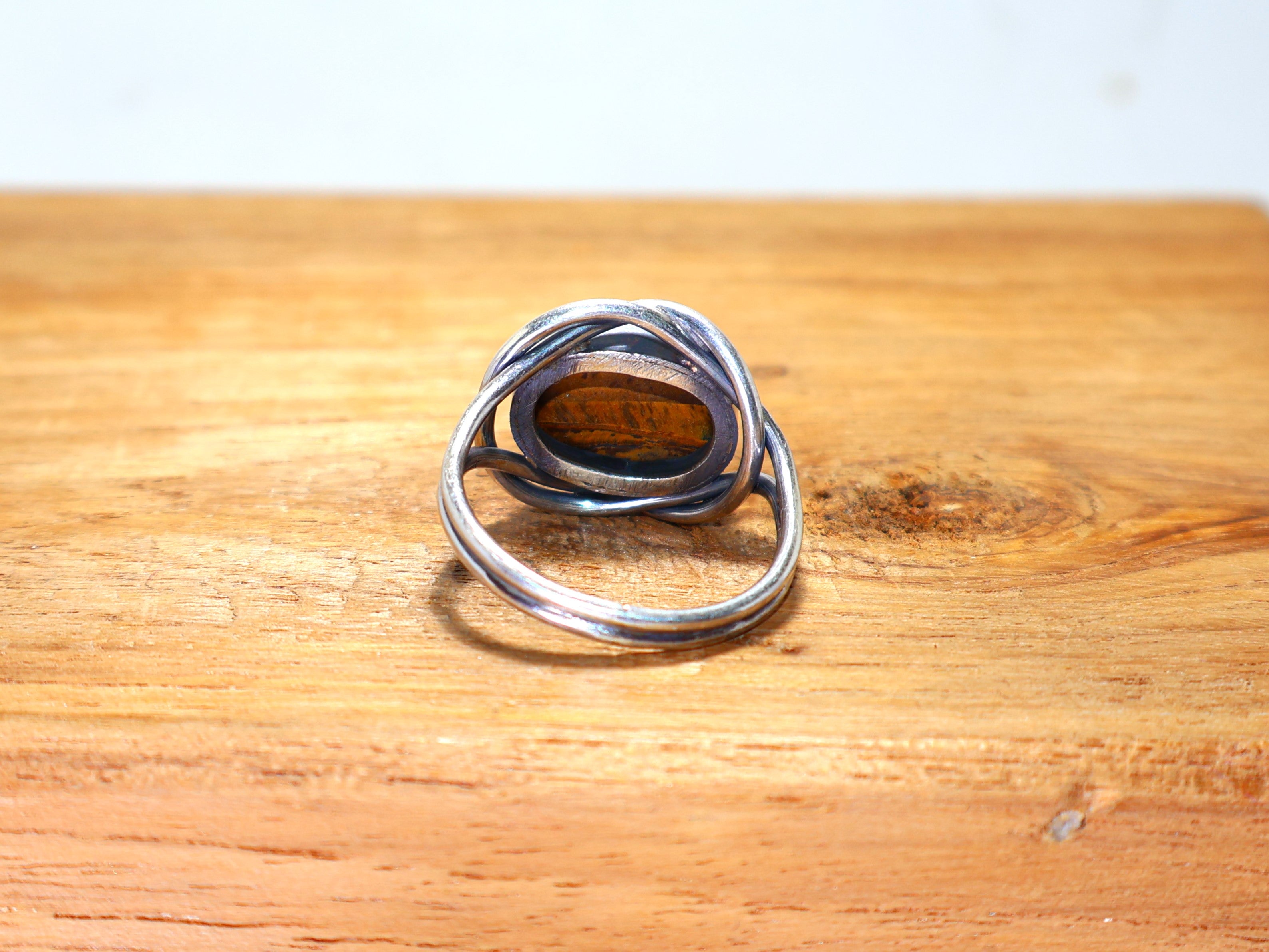 Natürlicher Tigerauge Ring 925 Sterling Silber Minimalistischer Ring Handgemachter Ring Statement Silberring Juni Geburtsstein Ring Einzigartiger Ring