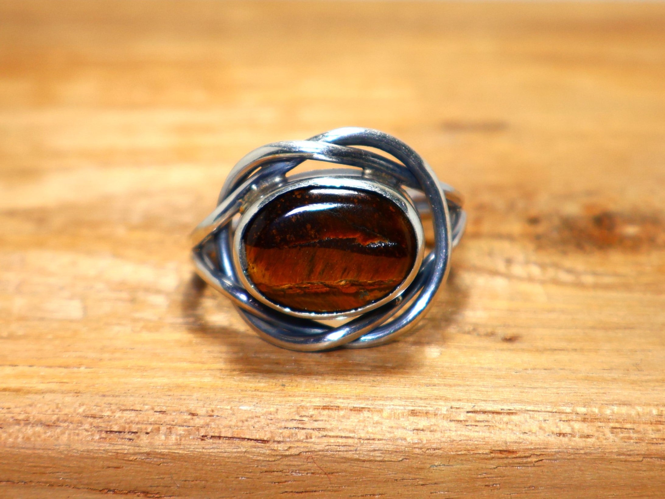 Natürlicher Tigerauge Ring 925 Sterling Silber Minimalistischer Ring Handgemachter Ring Statement Silberring Juni Geburtsstein Ring Einzigartiger Ring