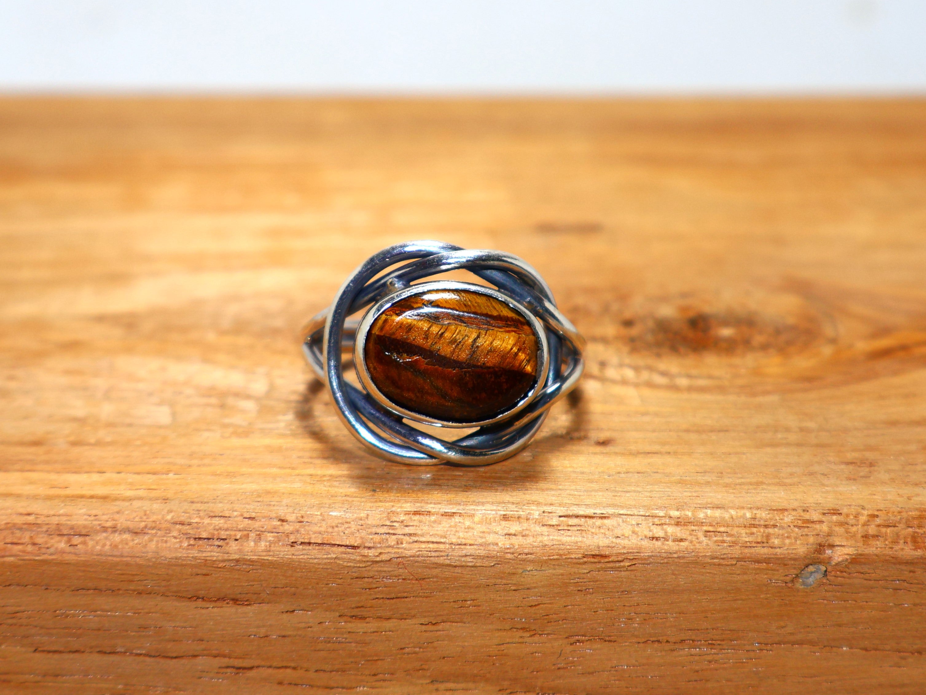 Natürlicher Tigerauge Ring 925 Sterling Silber Minimalistischer Ring Handgemachter Ring Statement Silberring Juni Geburtsstein Ring Einzigartiger Ring